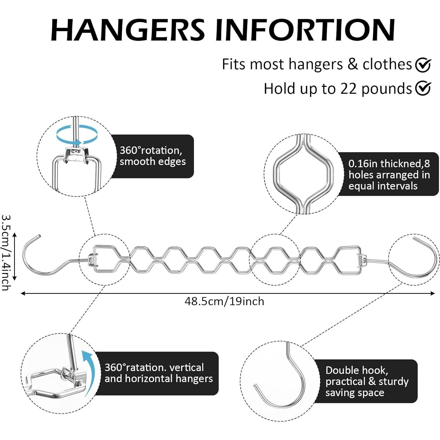 8 Perchas Diamante Rotativas 360° Yuanan - Acero al Carbono