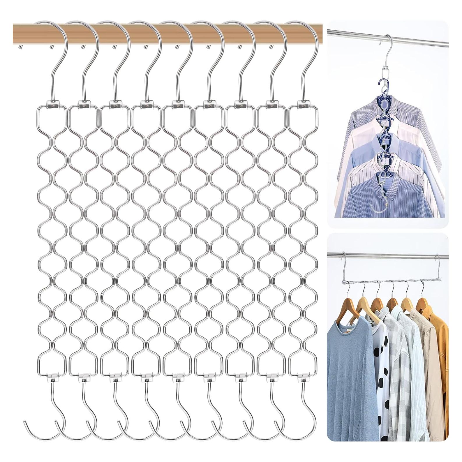 Paquete de 10 Perchas Plegables Meyeyaia Plateadas 49 cm