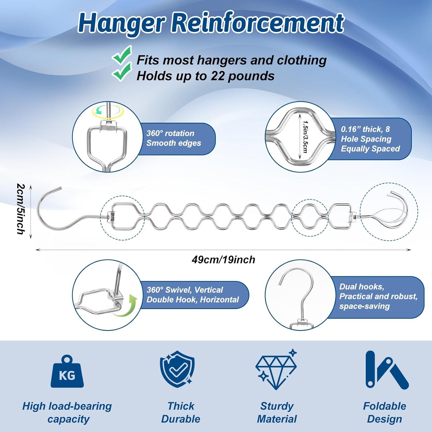 Paquete de 10 Perchas Plegables Meyeyaia Plateadas 49 cm