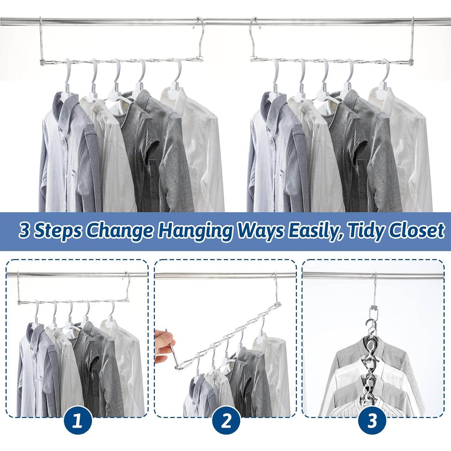 Paquete de 10 Perchas Plegables Meyeyaia Plateadas 49 cm