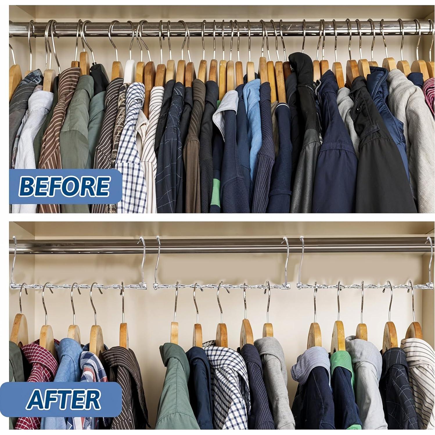 Paquete de 10 Perchas Plegables Meyeyaia Plateadas 49 cm