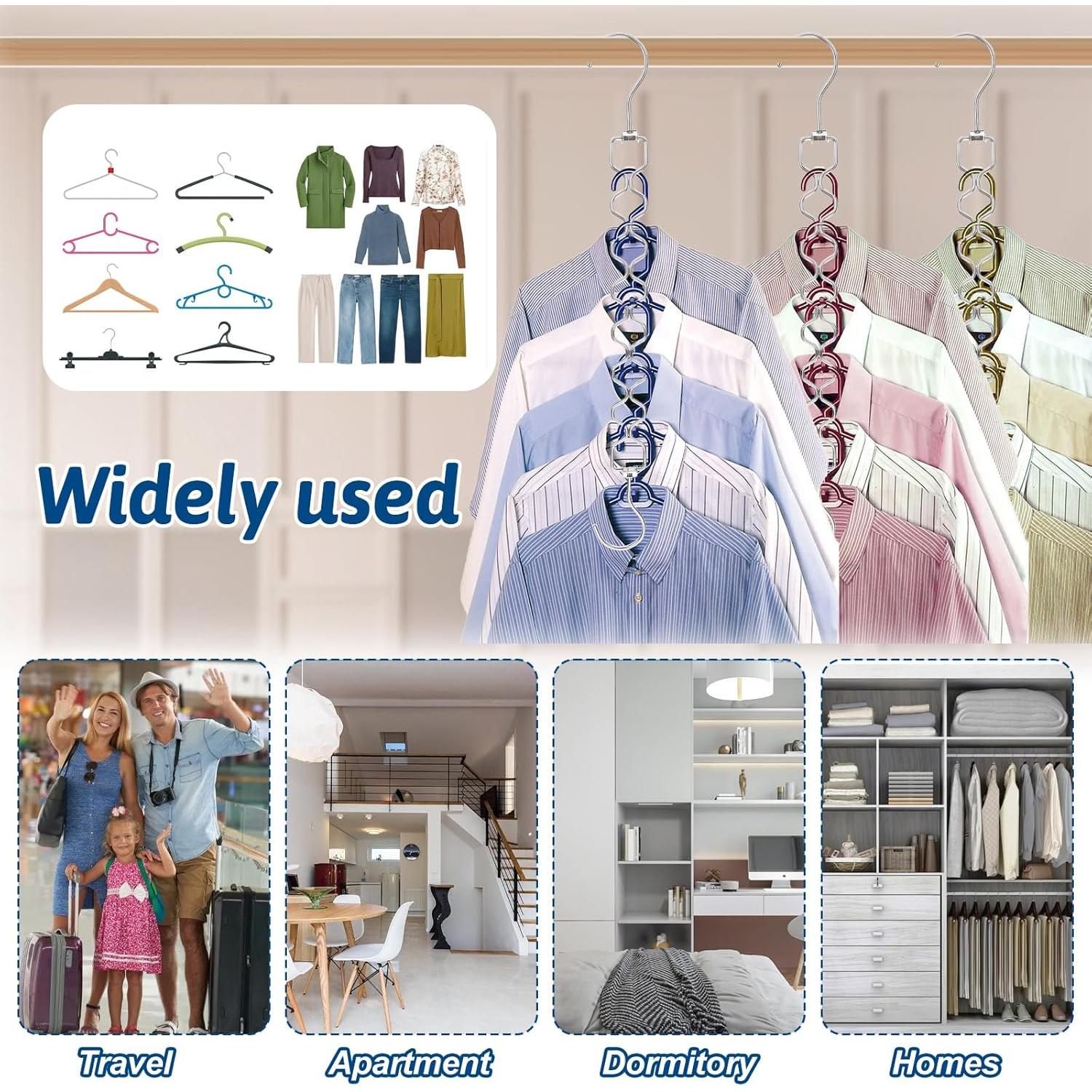 Paquete de 10 Perchas Plegables Meyeyaia Plateadas 49 cm