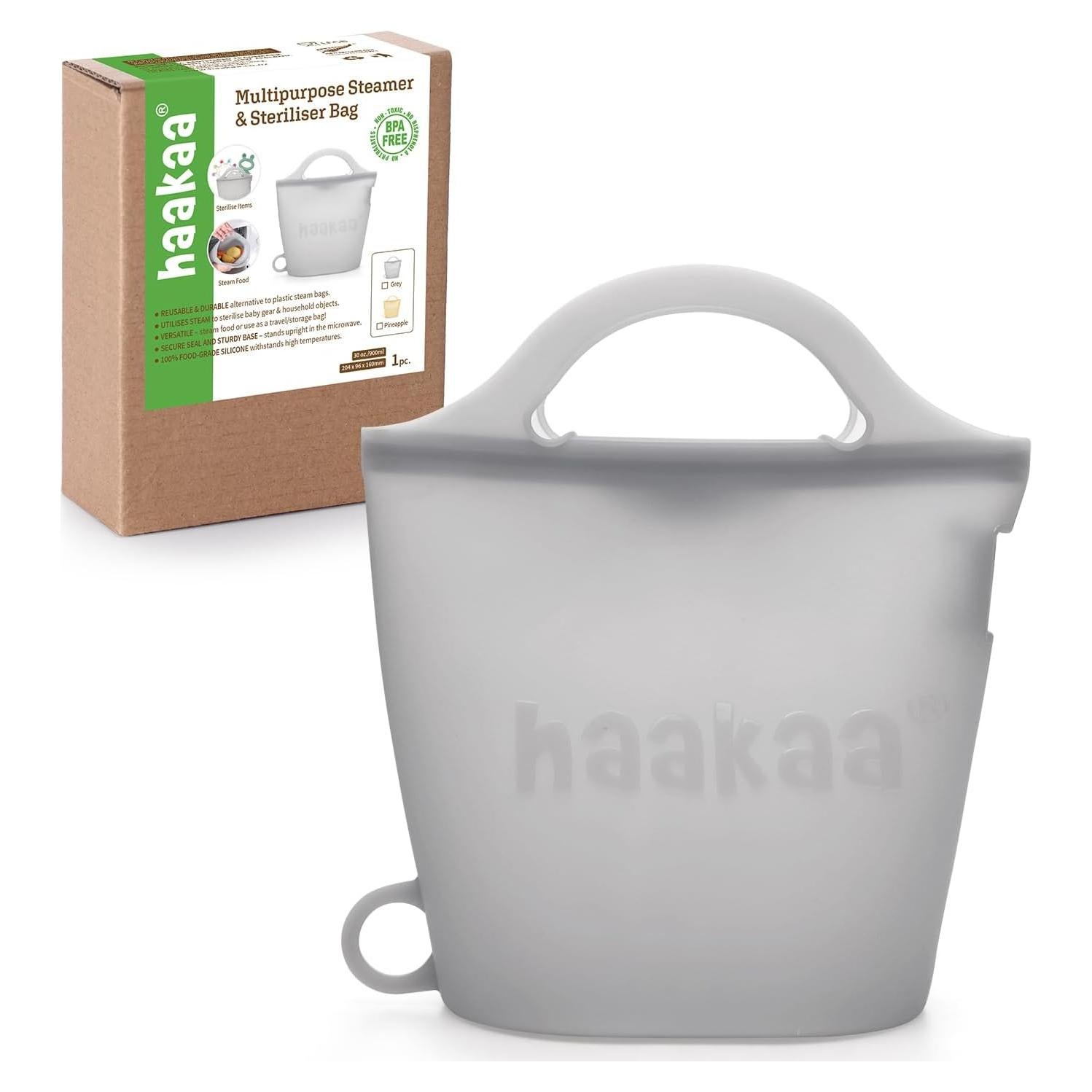 Bolsa de Vapor y Esterilizador de Silicona Haakaa 900ml Gris
