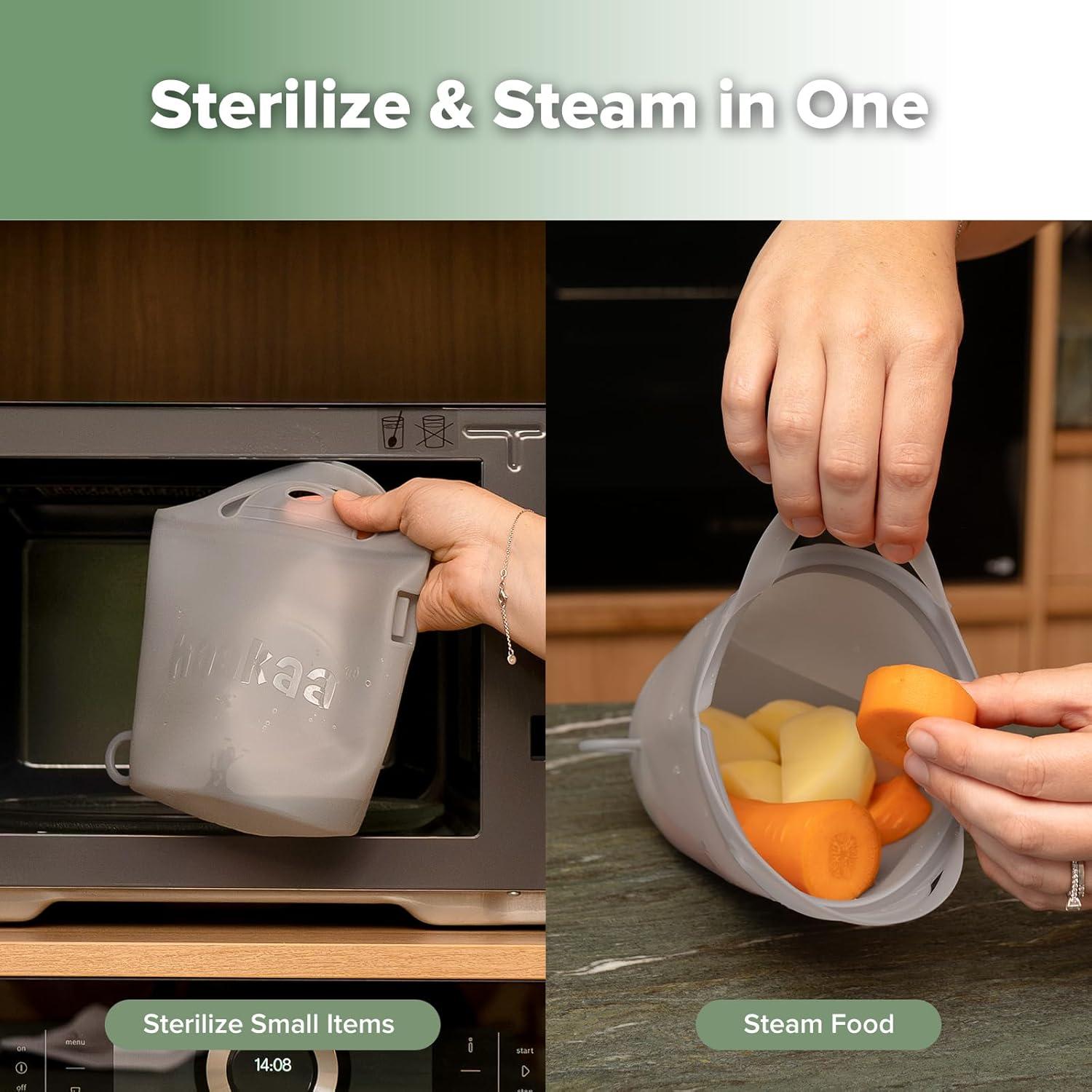 Bolsa de Vapor y Esterilizador de Silicona Haakaa 900ml Gris