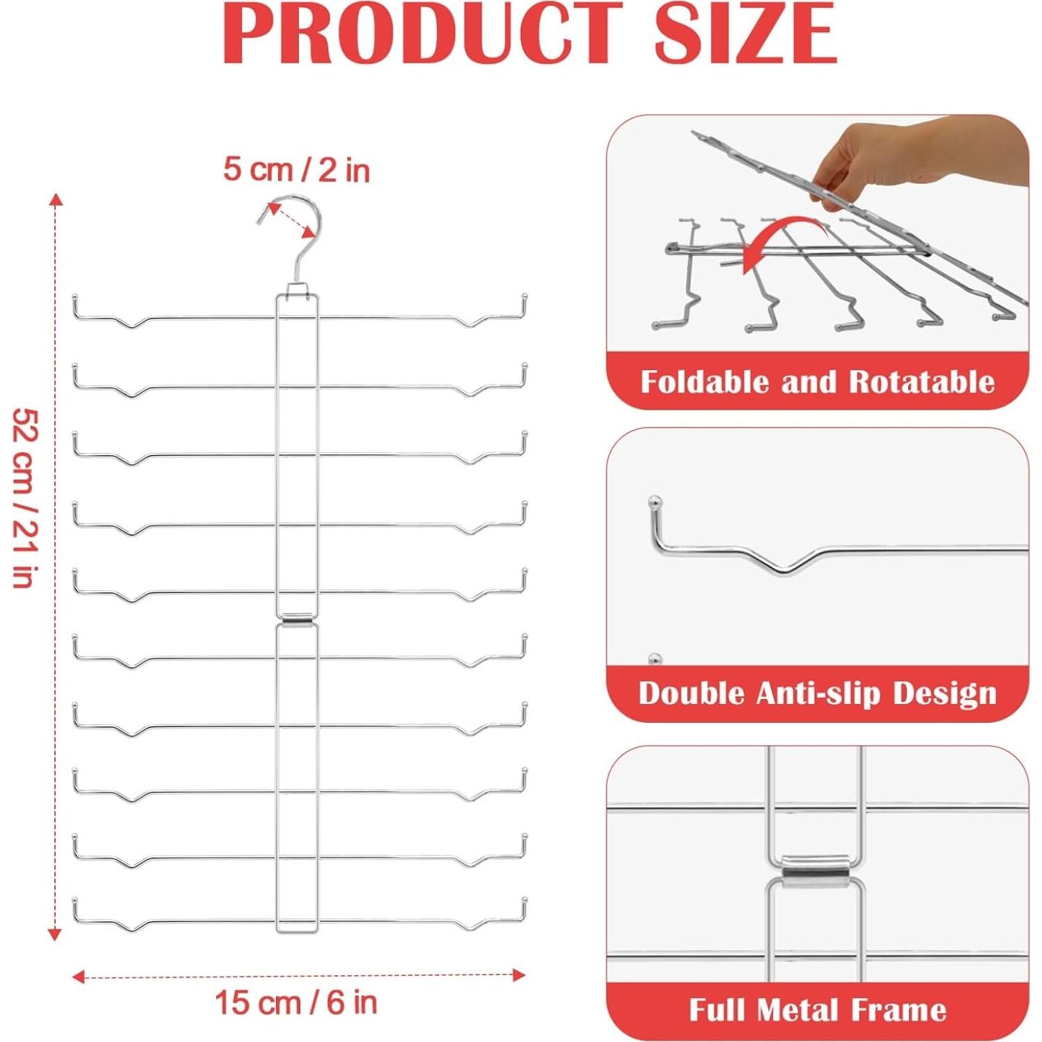 Perchero de Pantalones NAKBINX Antideslizante Plegable Plata