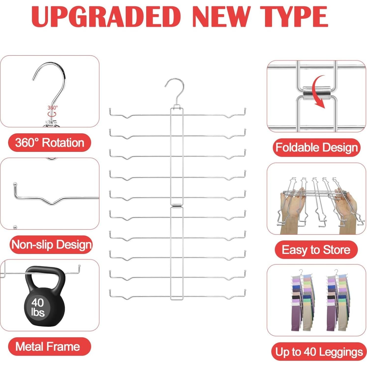 Perchero de Pantalones NAKBINX Antideslizante Plegable Plata