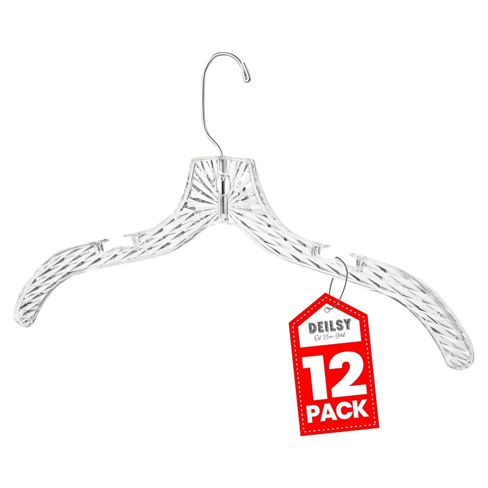 Juego de 12 Perchas de Plástico DEILSY Transparentes Antideslizantes