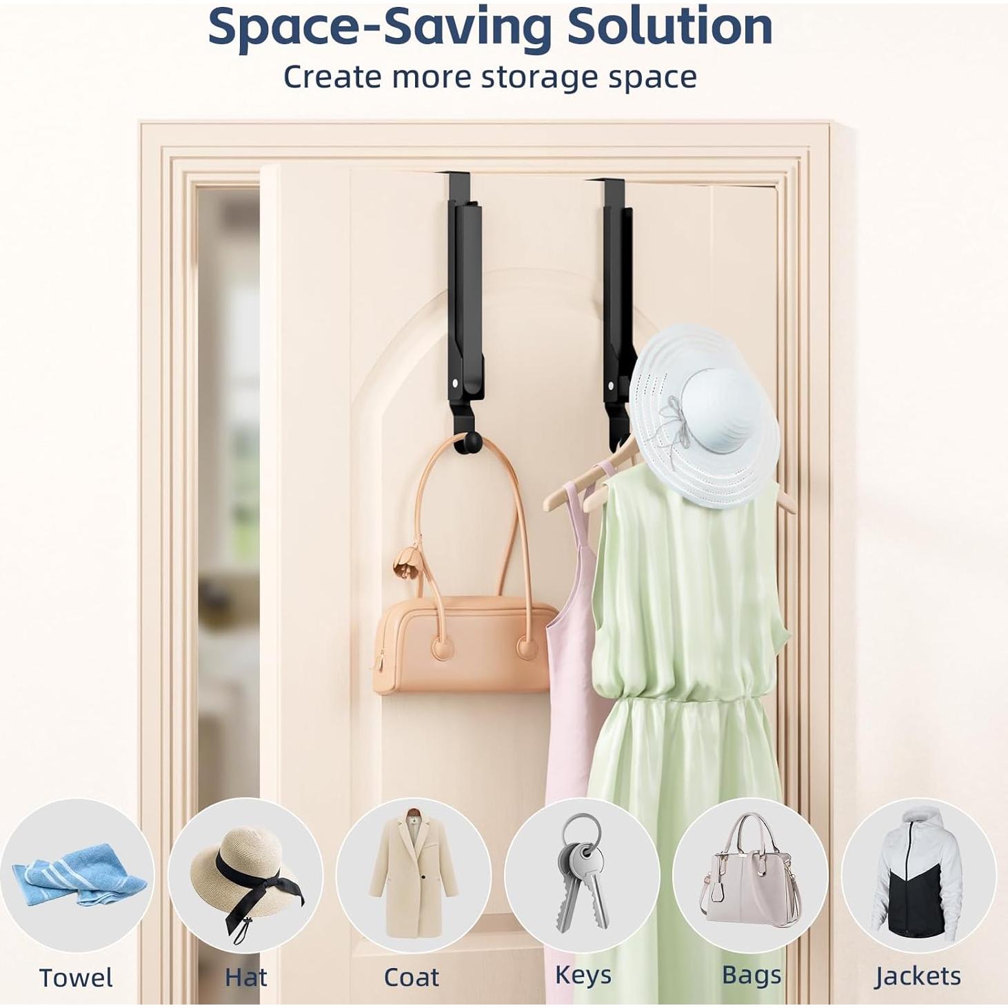 Perchero Plegable Sobre La Puerta WLCSNG Negro 6 Ganchos