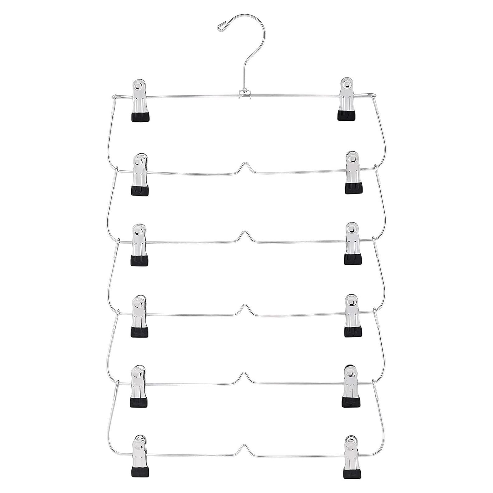 Paquete de 3 Perchas de Falda USTECH 6 Niveles Acero Inoxidable