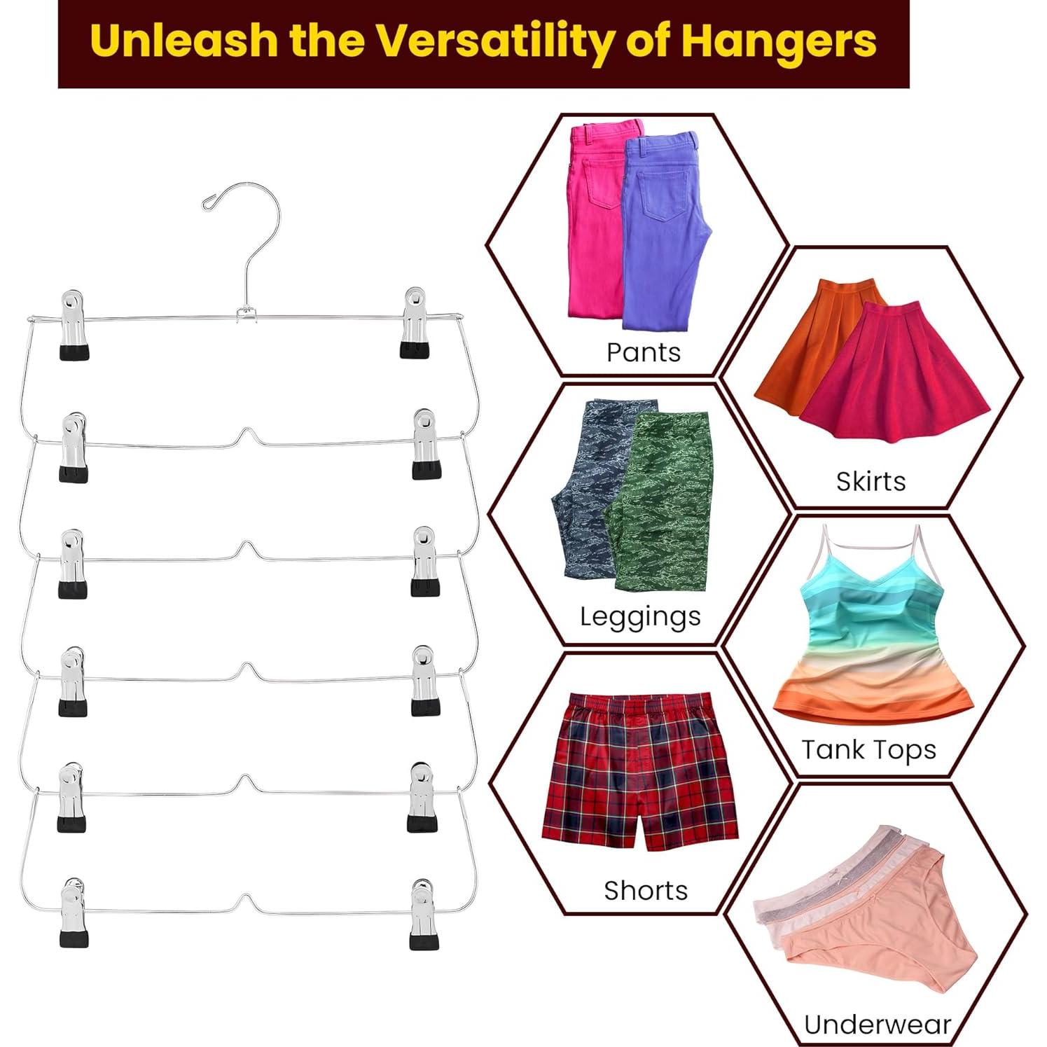 Paquete de 3 Perchas de Falda USTECH 6 Niveles Acero Inoxidable