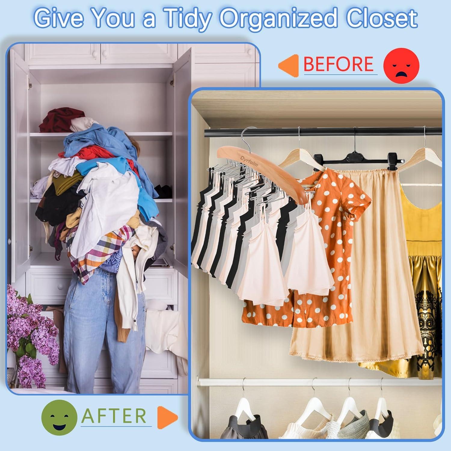 Perchero de Madera Dyrfolm 2 Pcs con 24 Ganchos Plegables