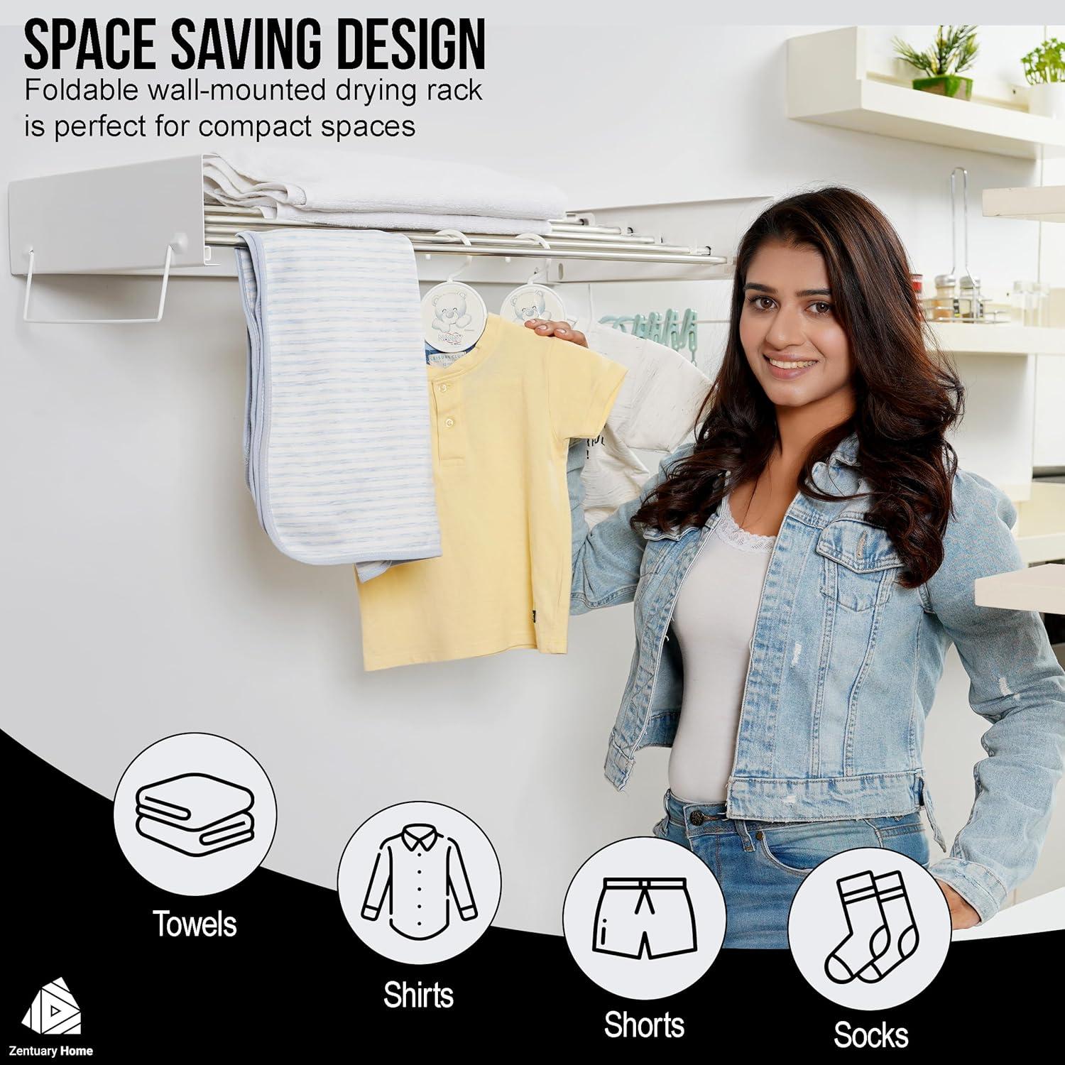 Estante de Secado Plegable Zentuary Home 80 cm Blanco