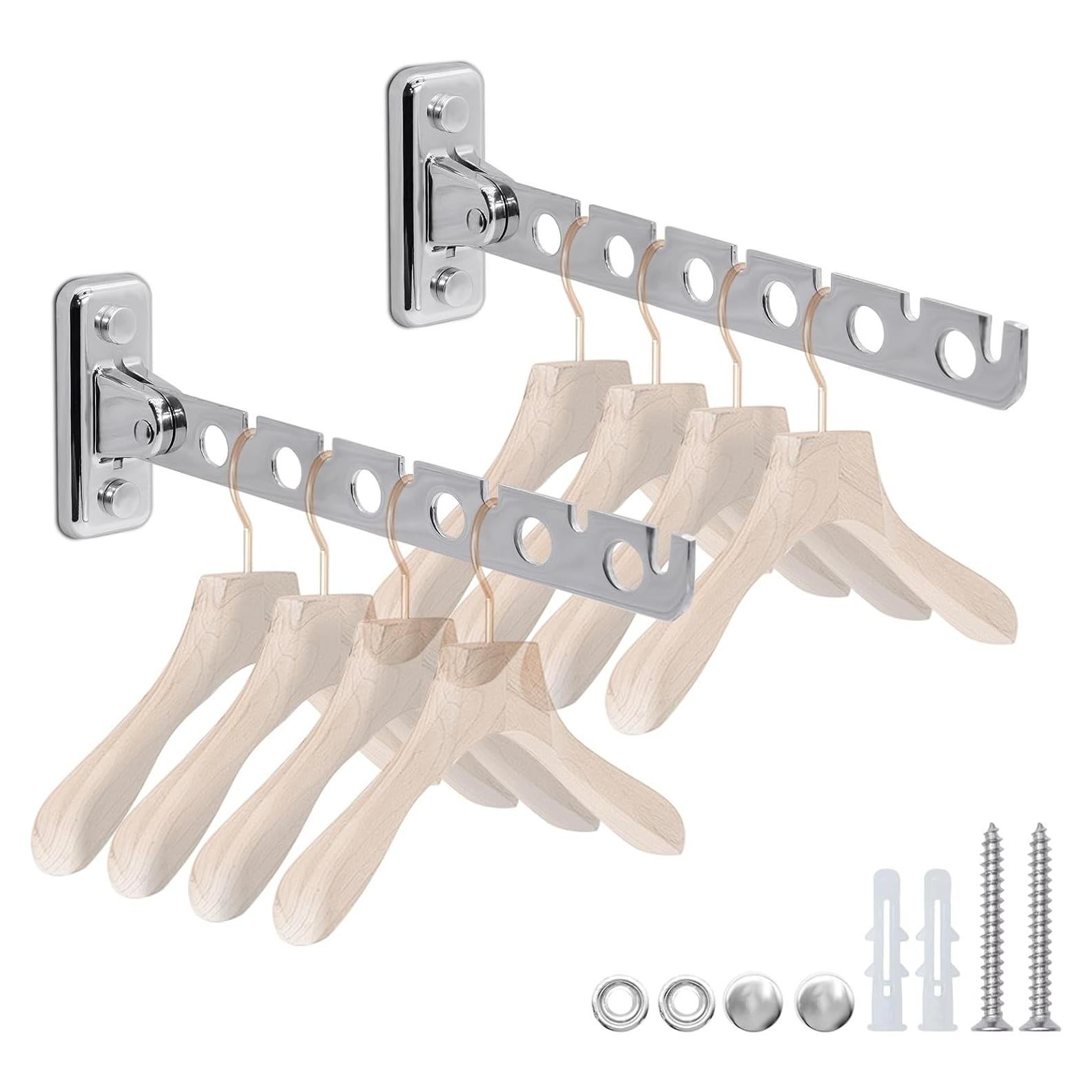 Perchero de Ropa Plegable ACNISM Montado en Pared Plata