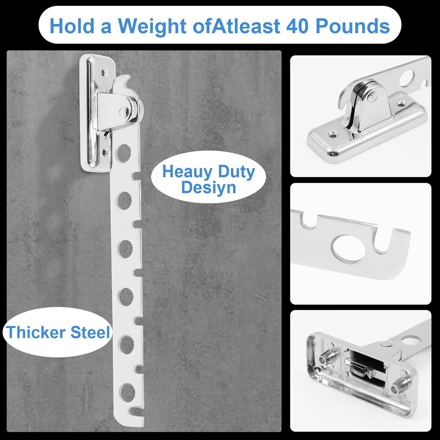 Perchero de Ropa Plegable ACNISM Montado en Pared Plata