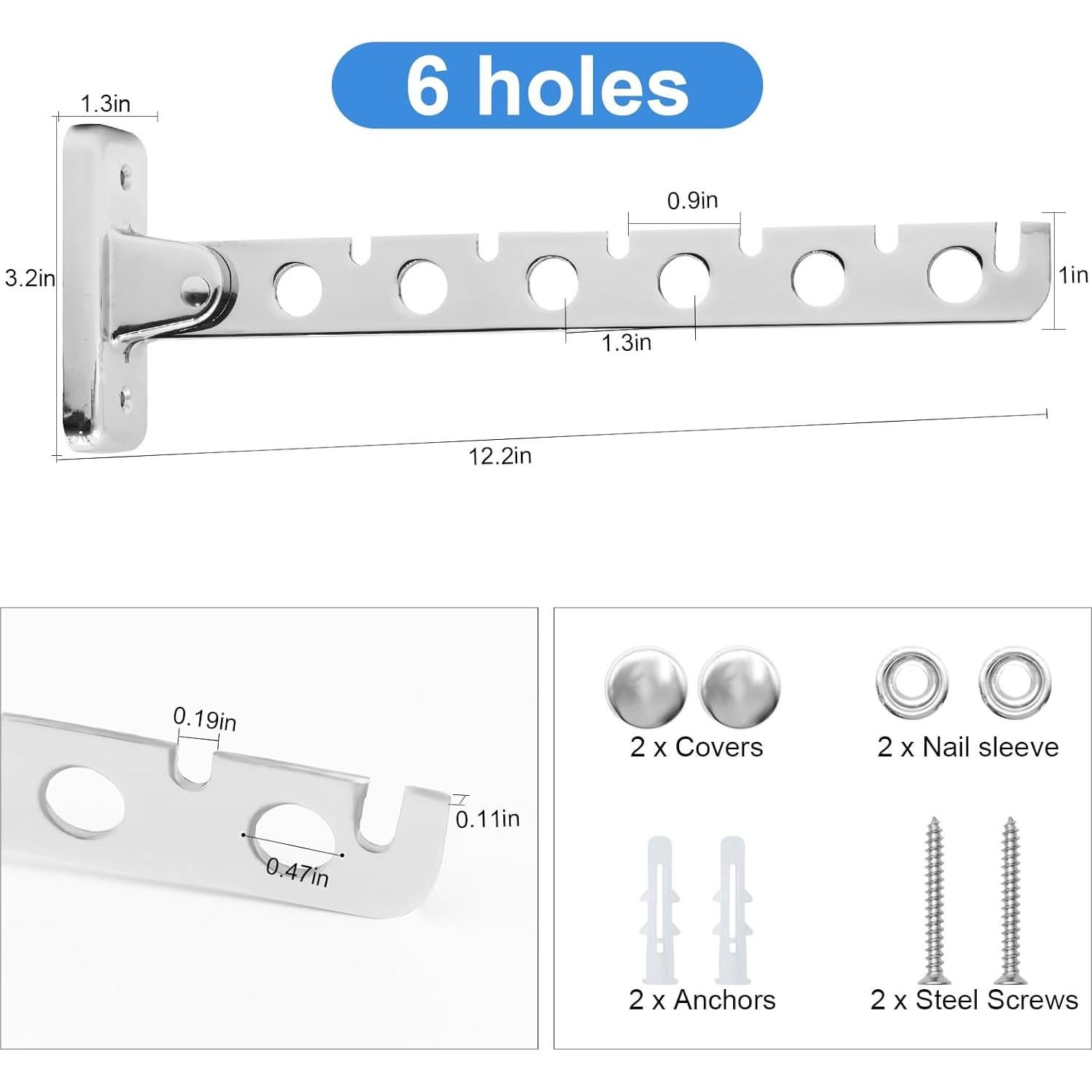 Perchero de Ropa Plegable ACNISM Montado en Pared Plata