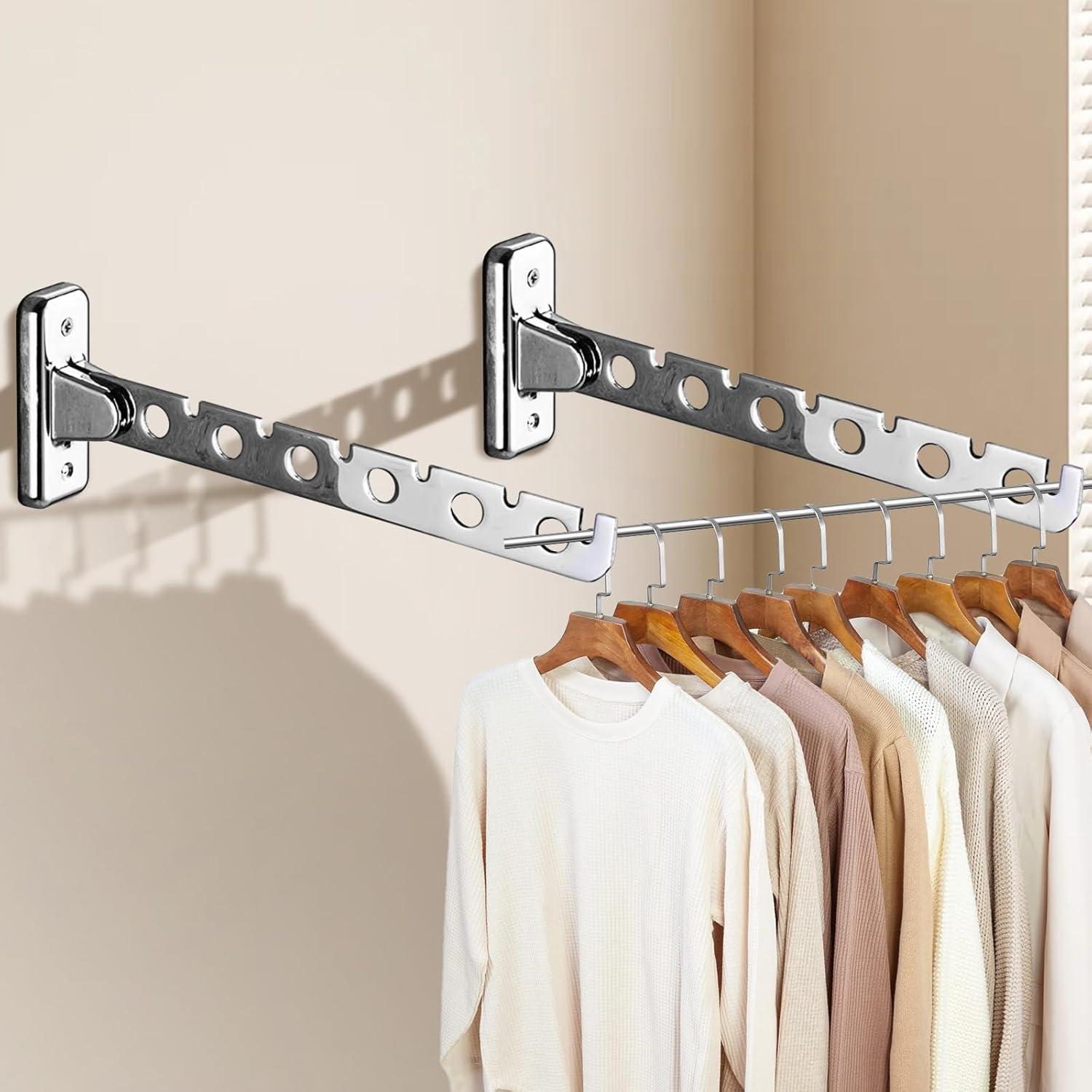 Perchero de Ropa Plegable ACNISM Montado en Pared Plata