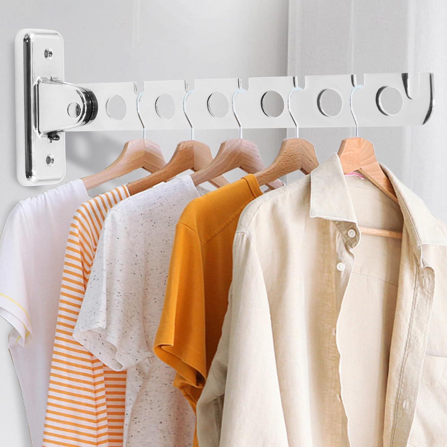 Perchero de Ropa Plegable ACNISM Montado en Pared Plata