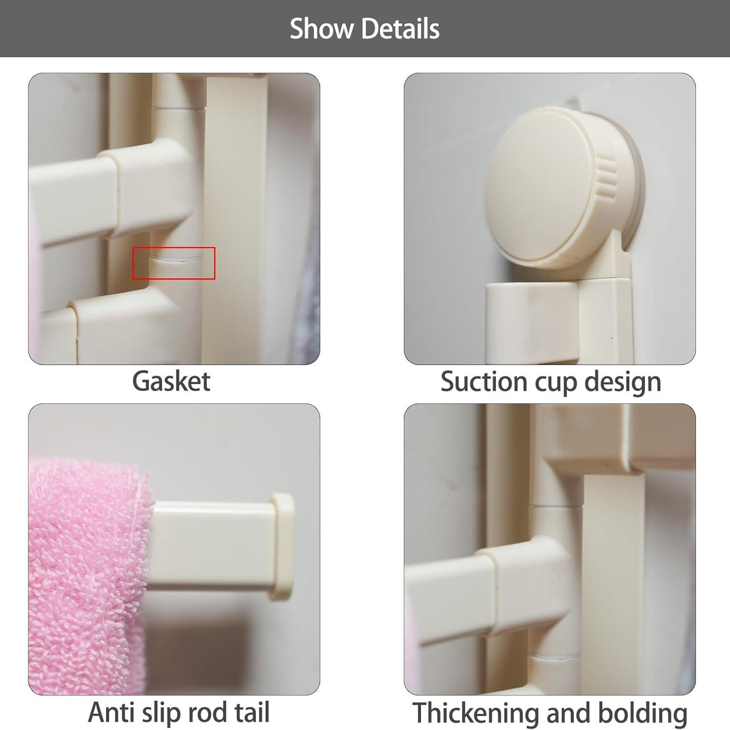 Soporte para Toallas FCWVP con Ventosa Plegable Blanco