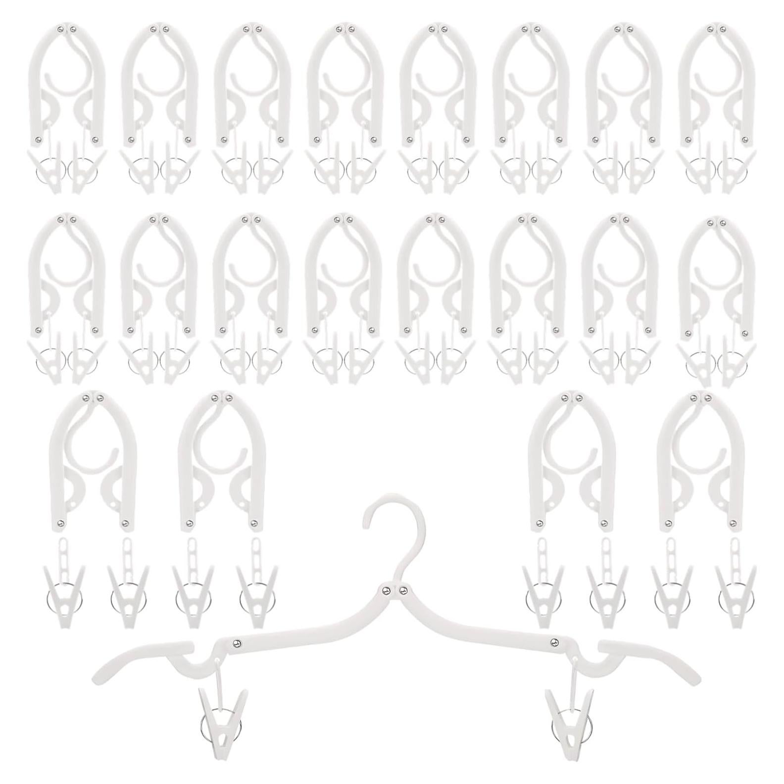 20 Perchas de Viaje Plegables Toyosport con 40 Clips Antiviento