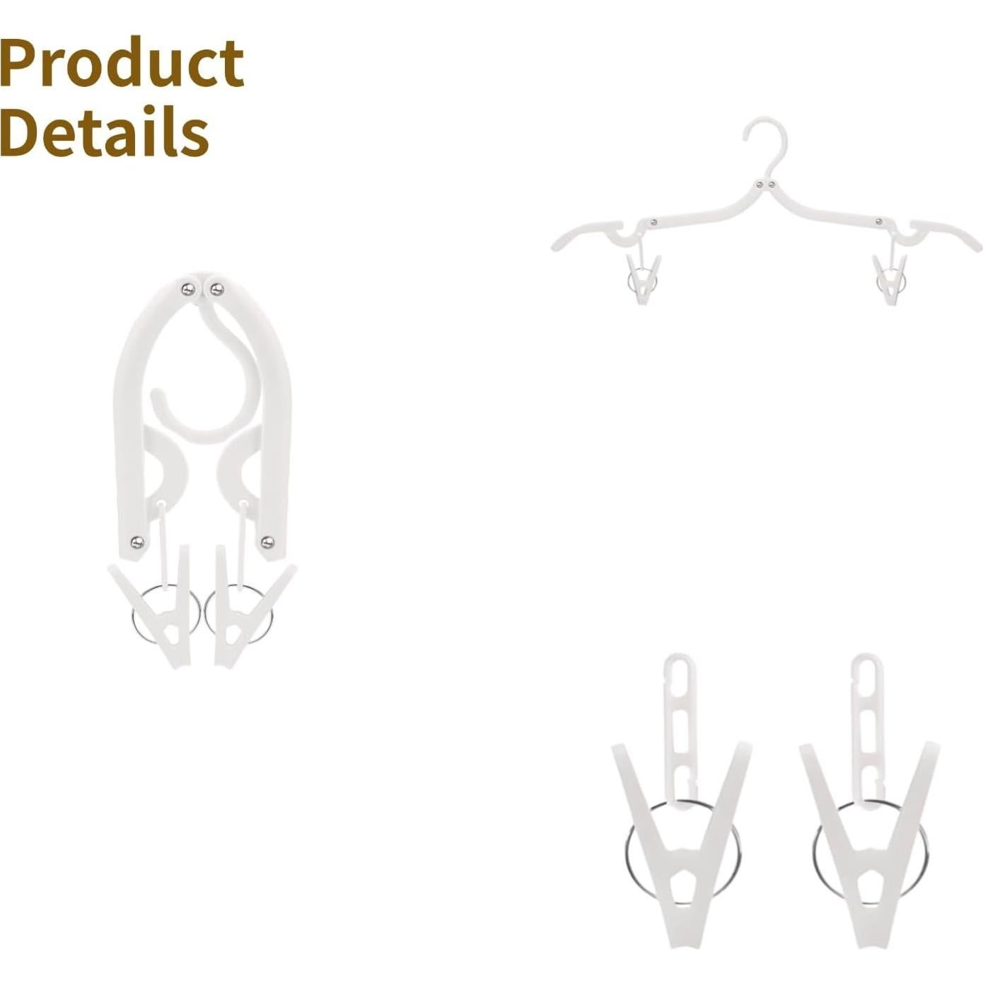 20 Perchas de Viaje Plegables Toyosport con 40 Clips Antiviento