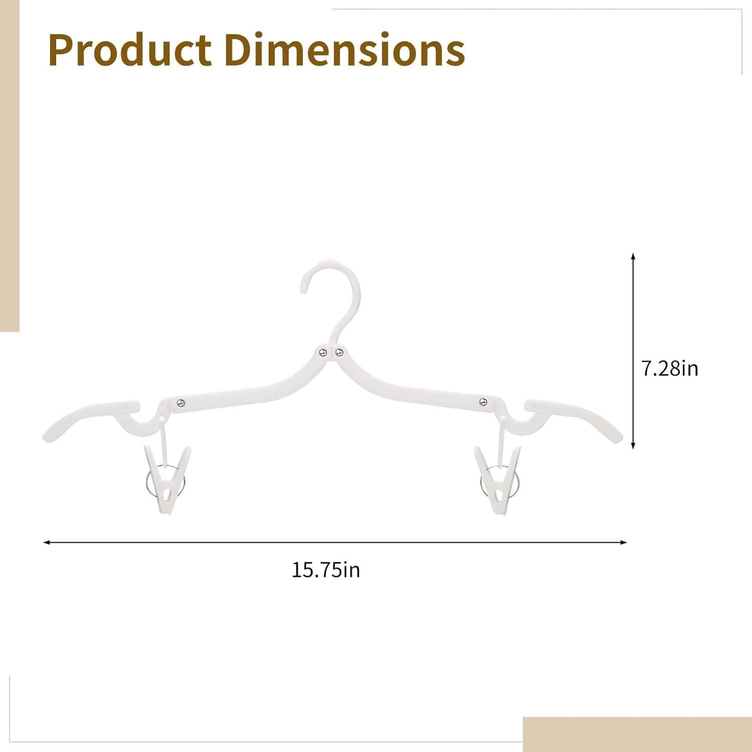 20 Perchas de Viaje Plegables Toyosport con 40 Clips Antiviento