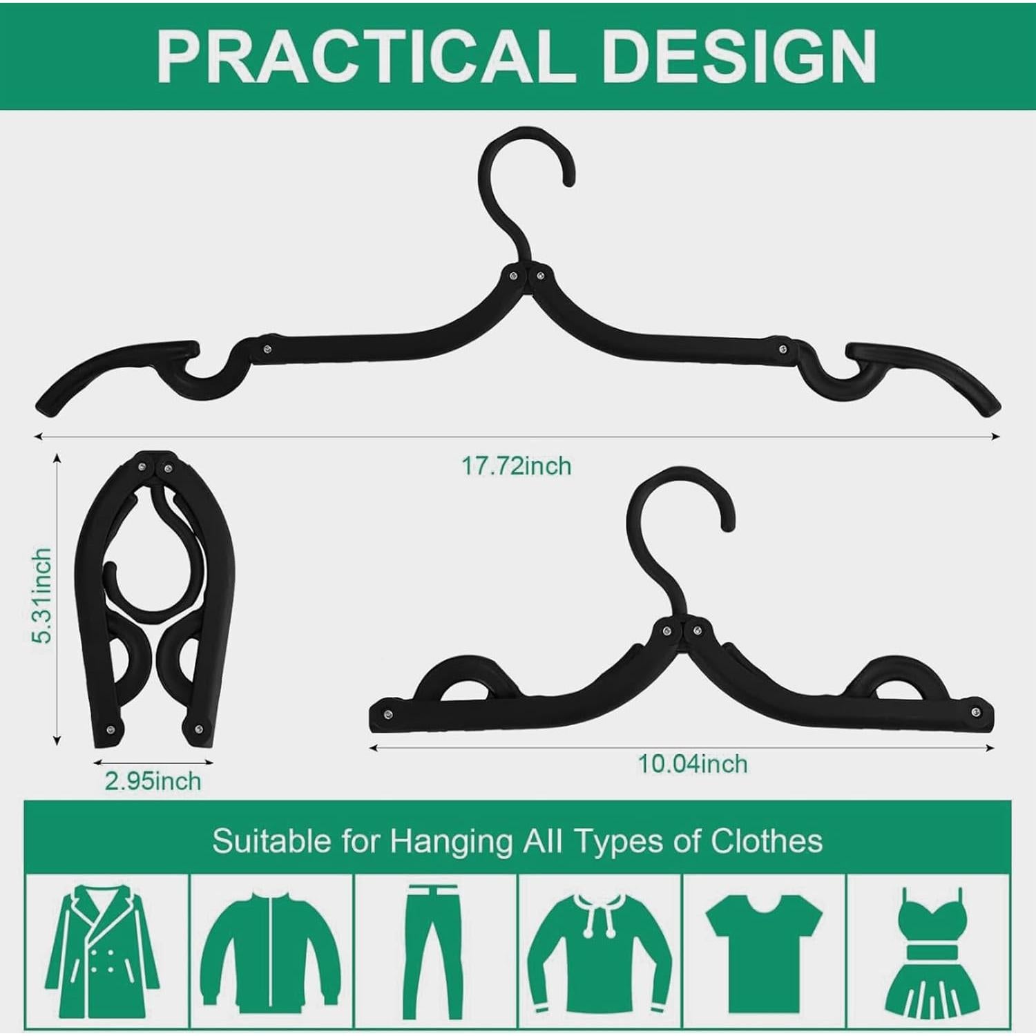 12 Perchas Plegables Negras Bgtecho Antideslizantes Viaje