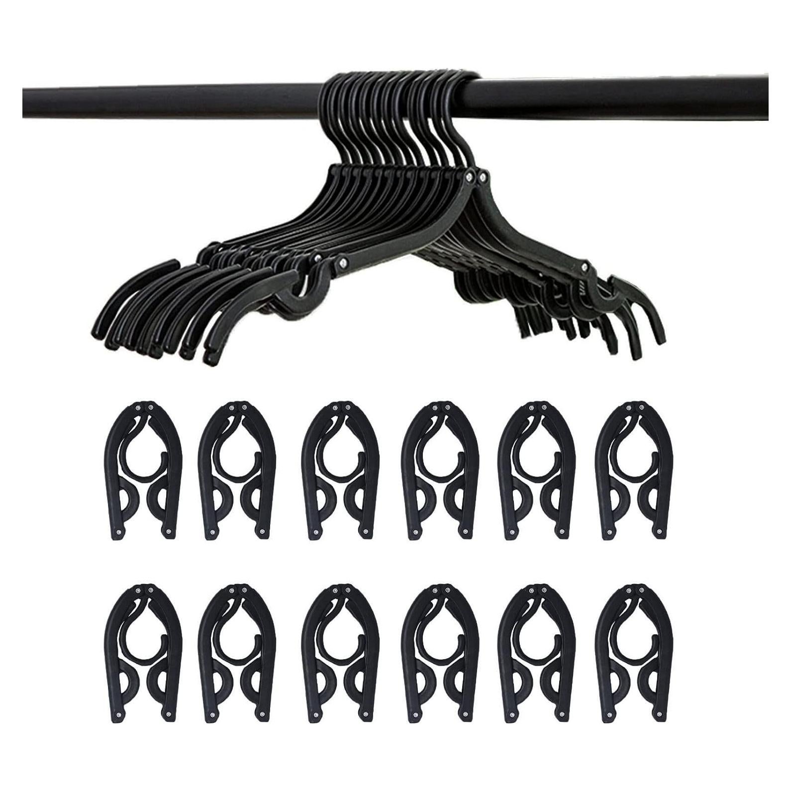 12 Perchas de Viaje Plegables Indistar Negras - Soporte Ropa