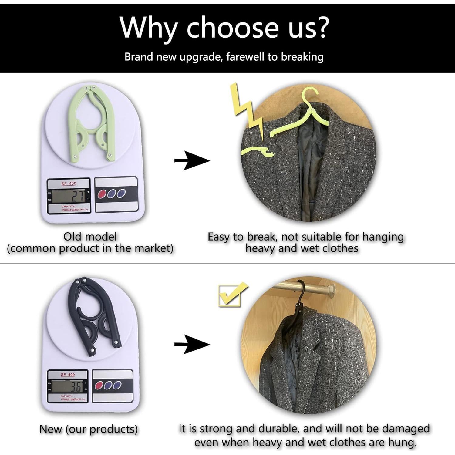 12 Perchas de Viaje Plegables Indistar Negras - Soporte Ropa