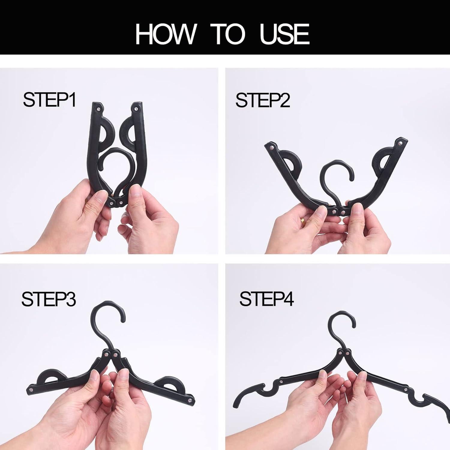 12 Perchas de Viaje Plegables Indistar Negras - Soporte Ropa