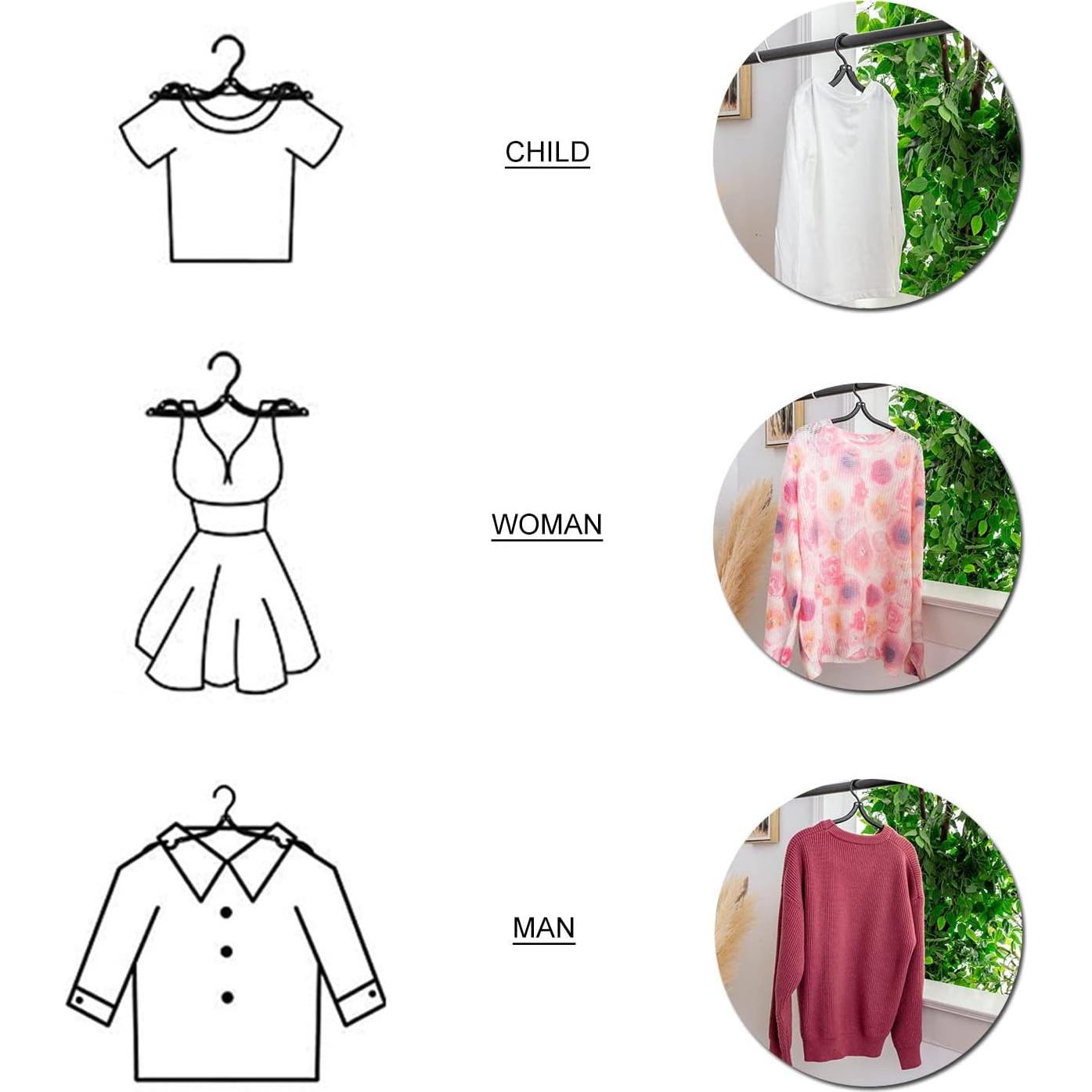 12 Perchas de Viaje Plegables Indistar Negras - Soporte Ropa