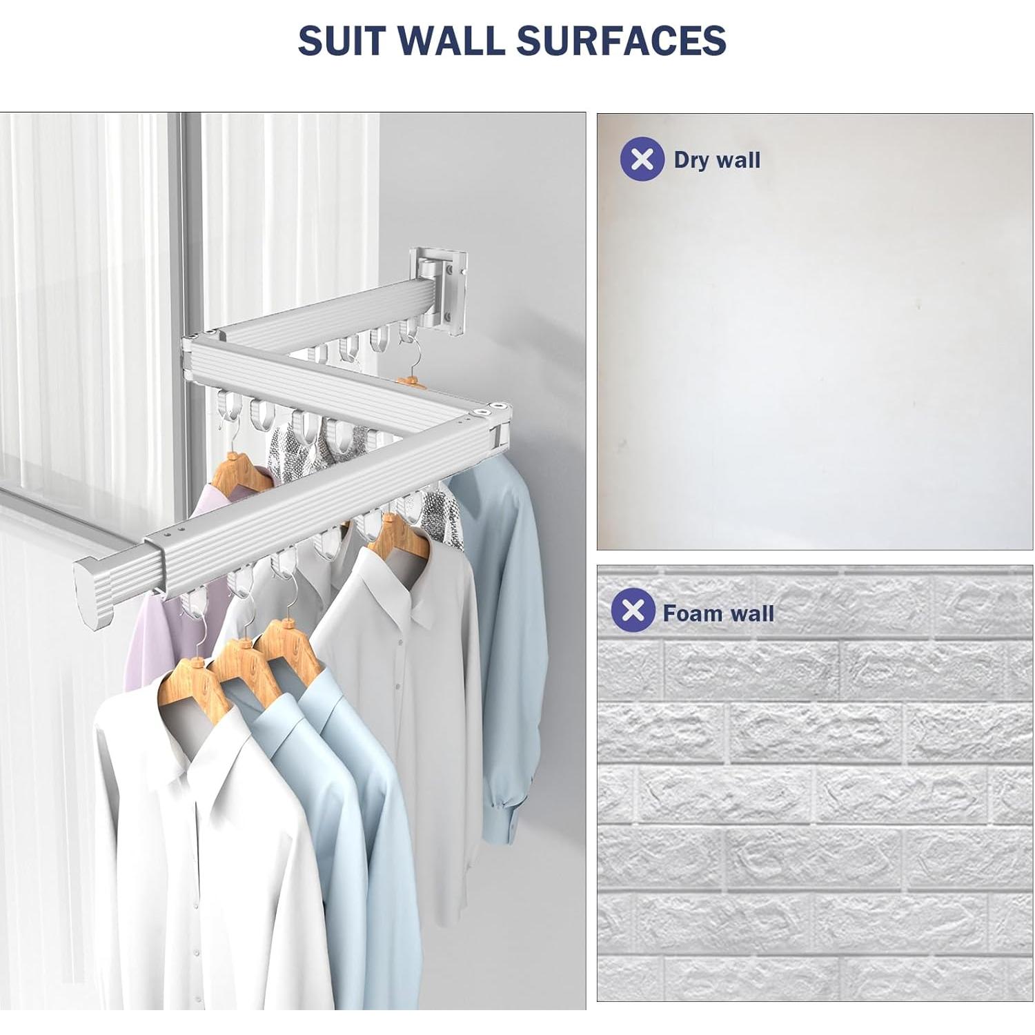 Estante Plegable para Secar Ropa NSCMQSL Blanco Montado en Pared