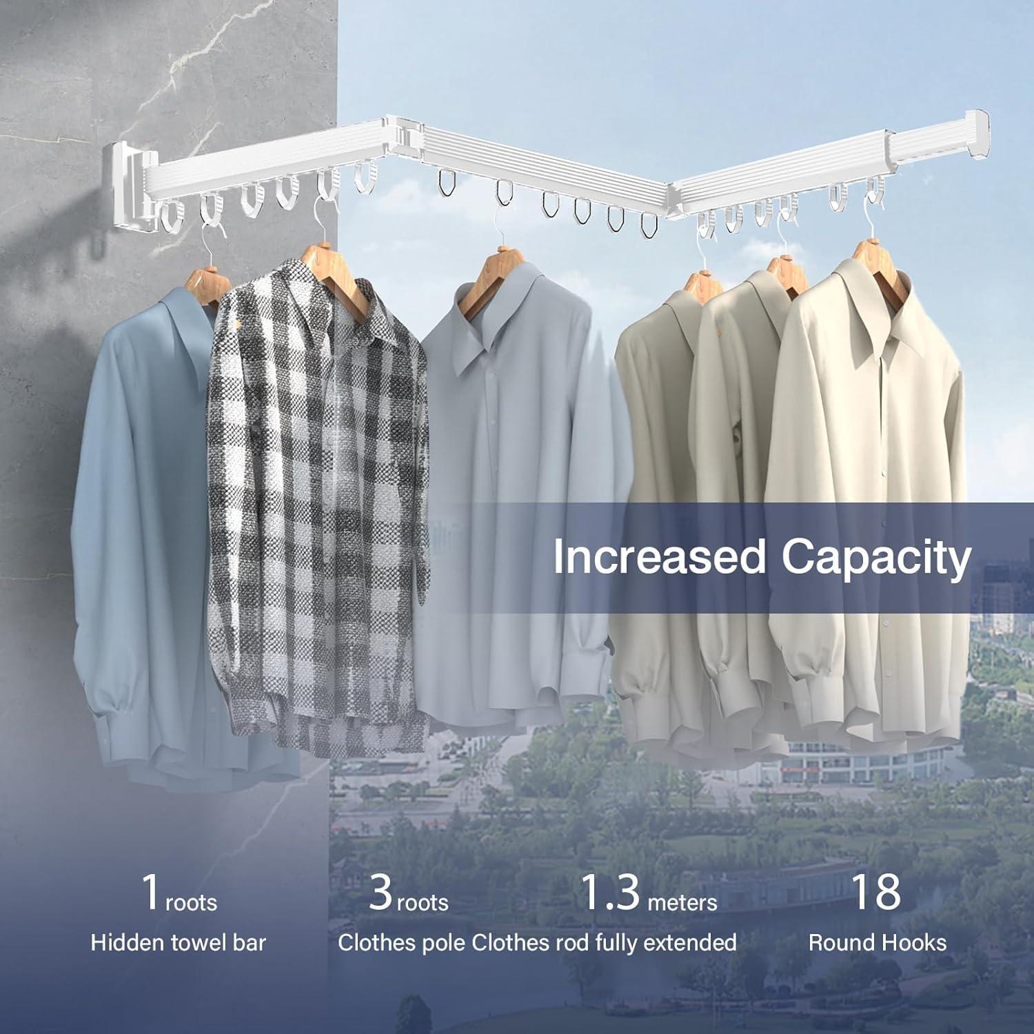 Estante Plegable para Secar Ropa NSCMQSL Blanco Montado en Pared