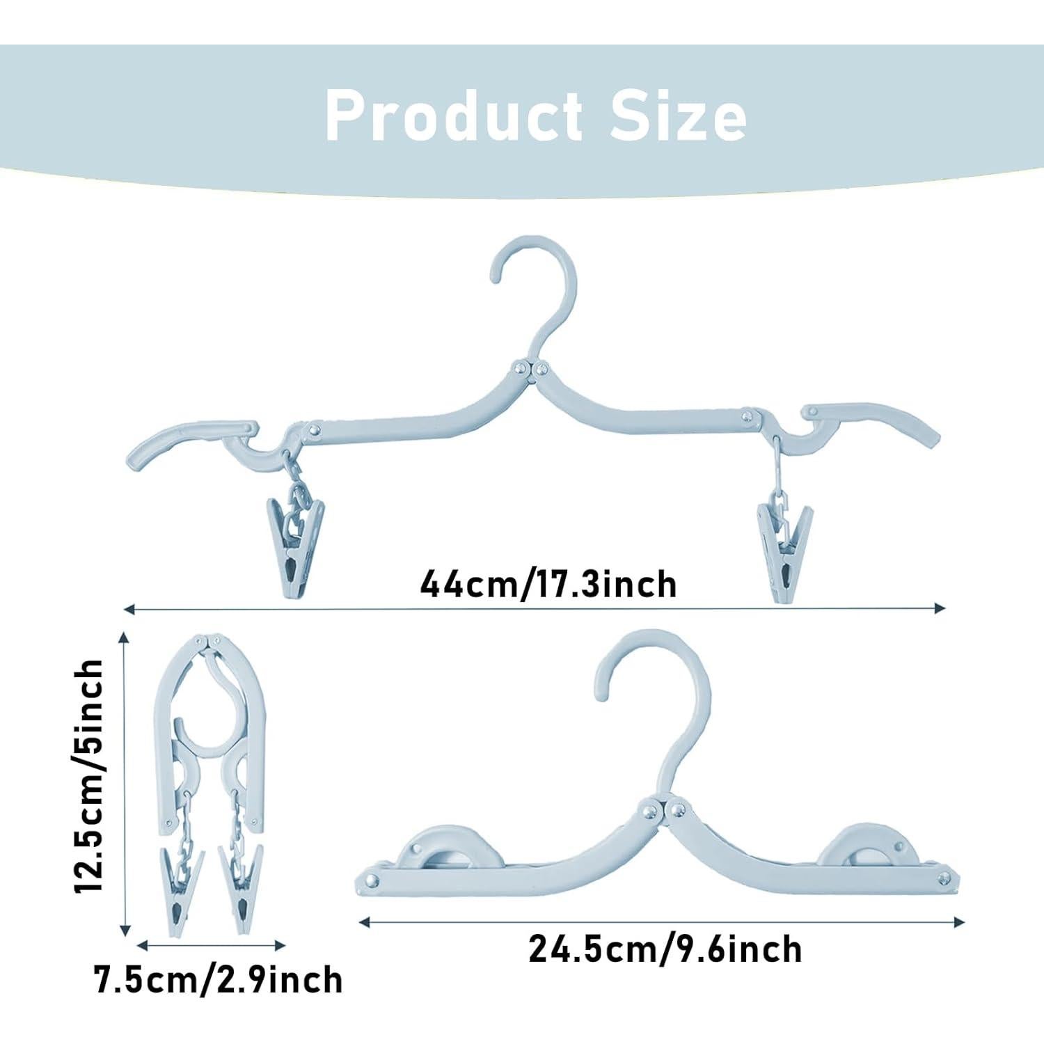 24 Perchas de Viaje CasaVibe con Clips Plegables Antideslizantes