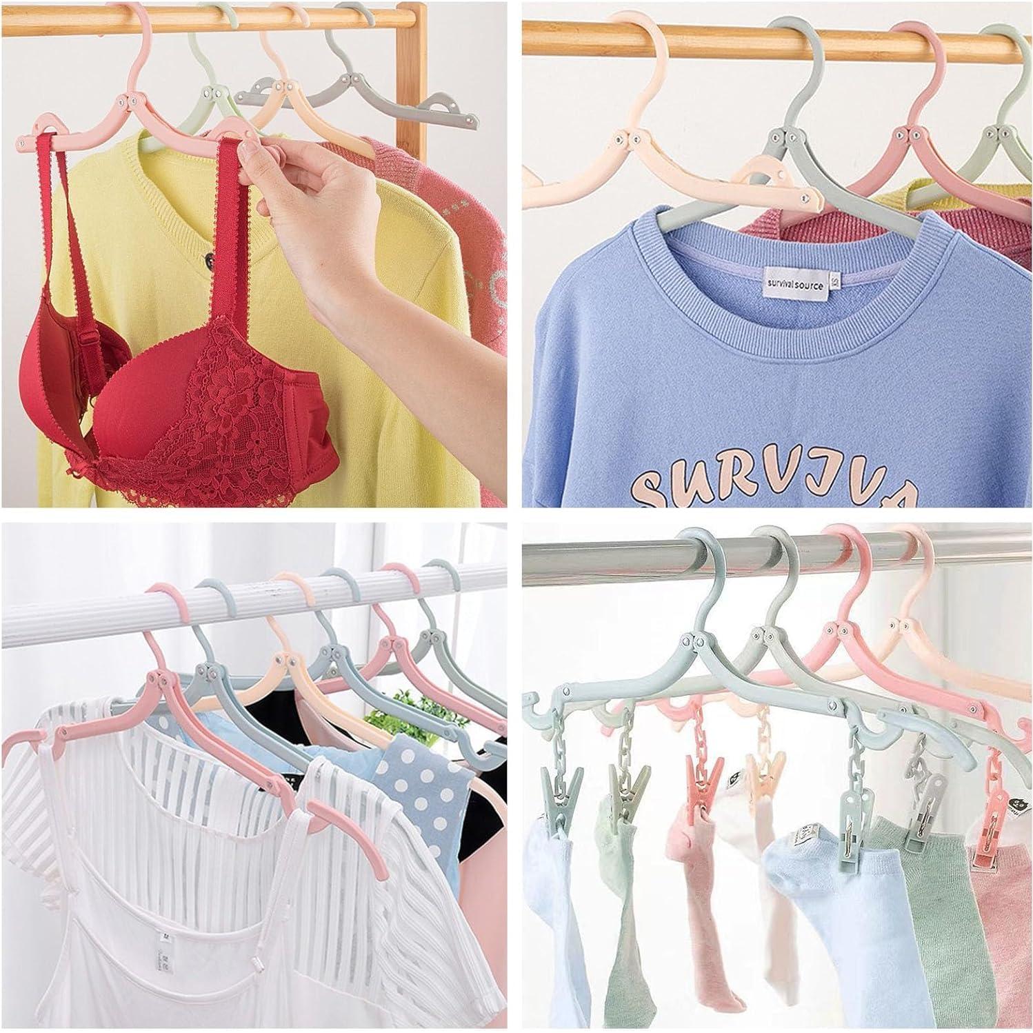 24 Perchas de Viaje CasaVibe con Clips Plegables Antideslizantes