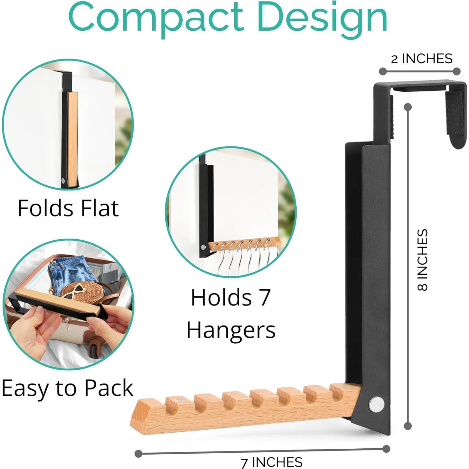 Perchero sobre la puerta TERRA HOME negro plegable 1 pieza