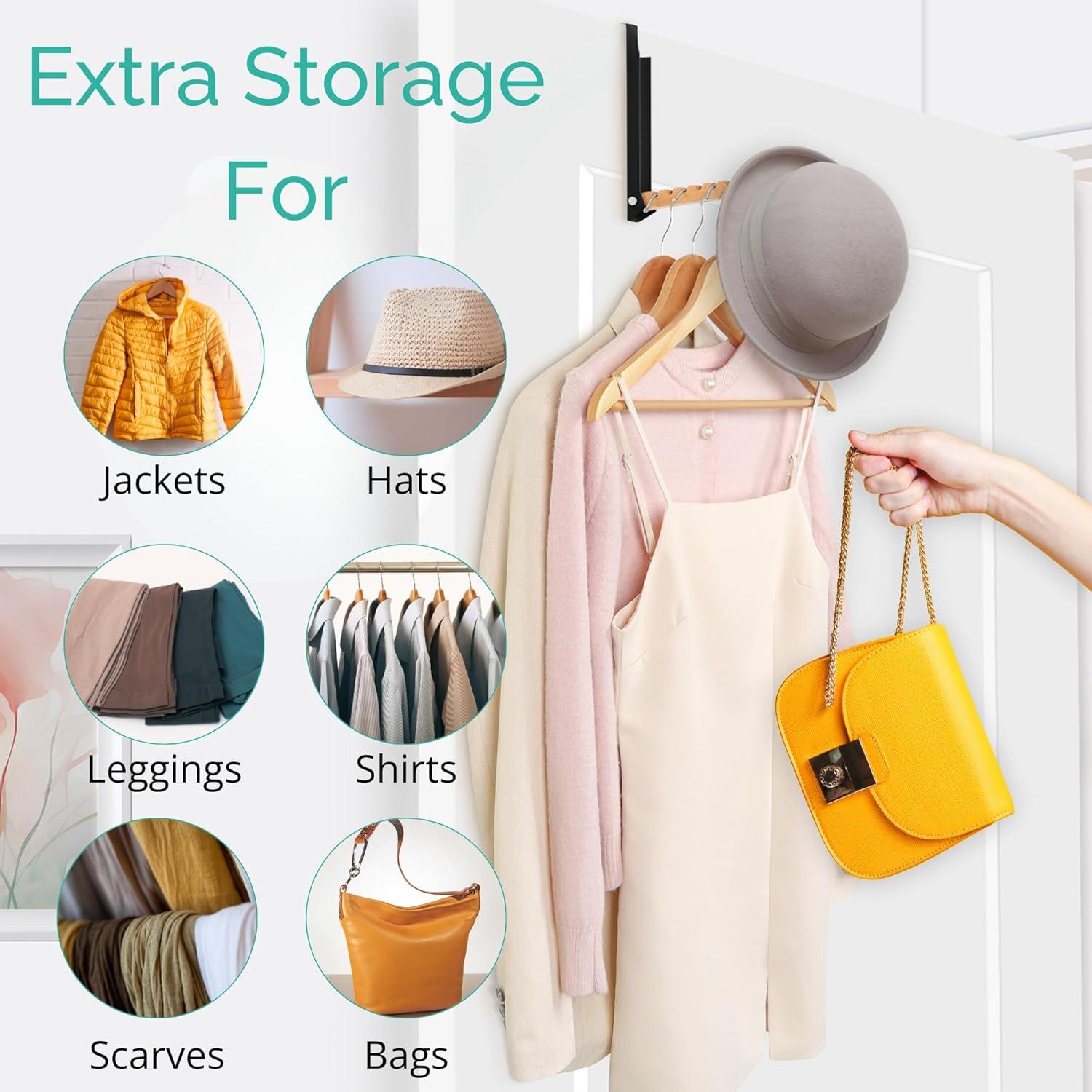 Perchero sobre la puerta TERRA HOME negro plegable 1 pieza