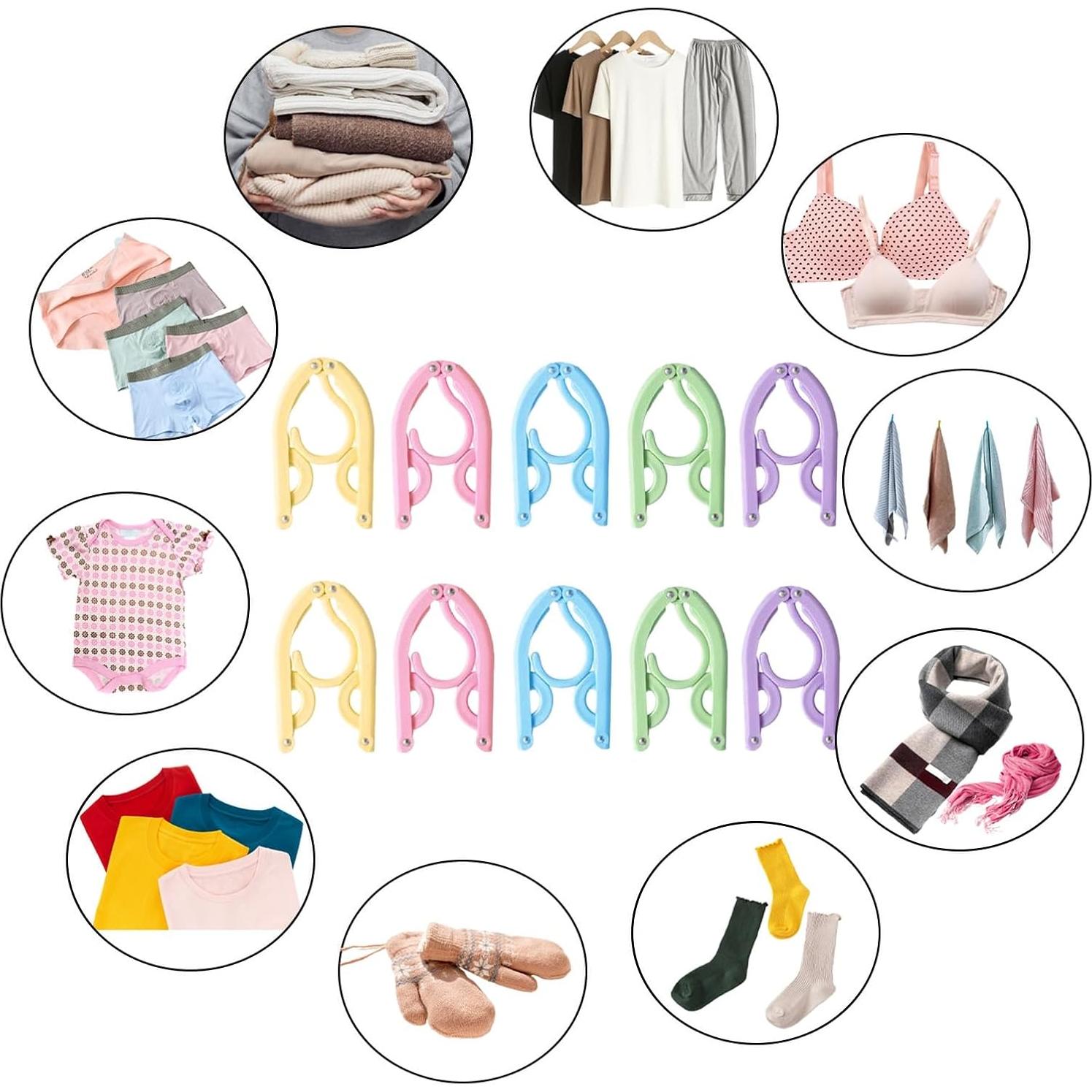 10 Perchas de Viaje Plegables ZSFUMYU Coloridas 46x16.5cm