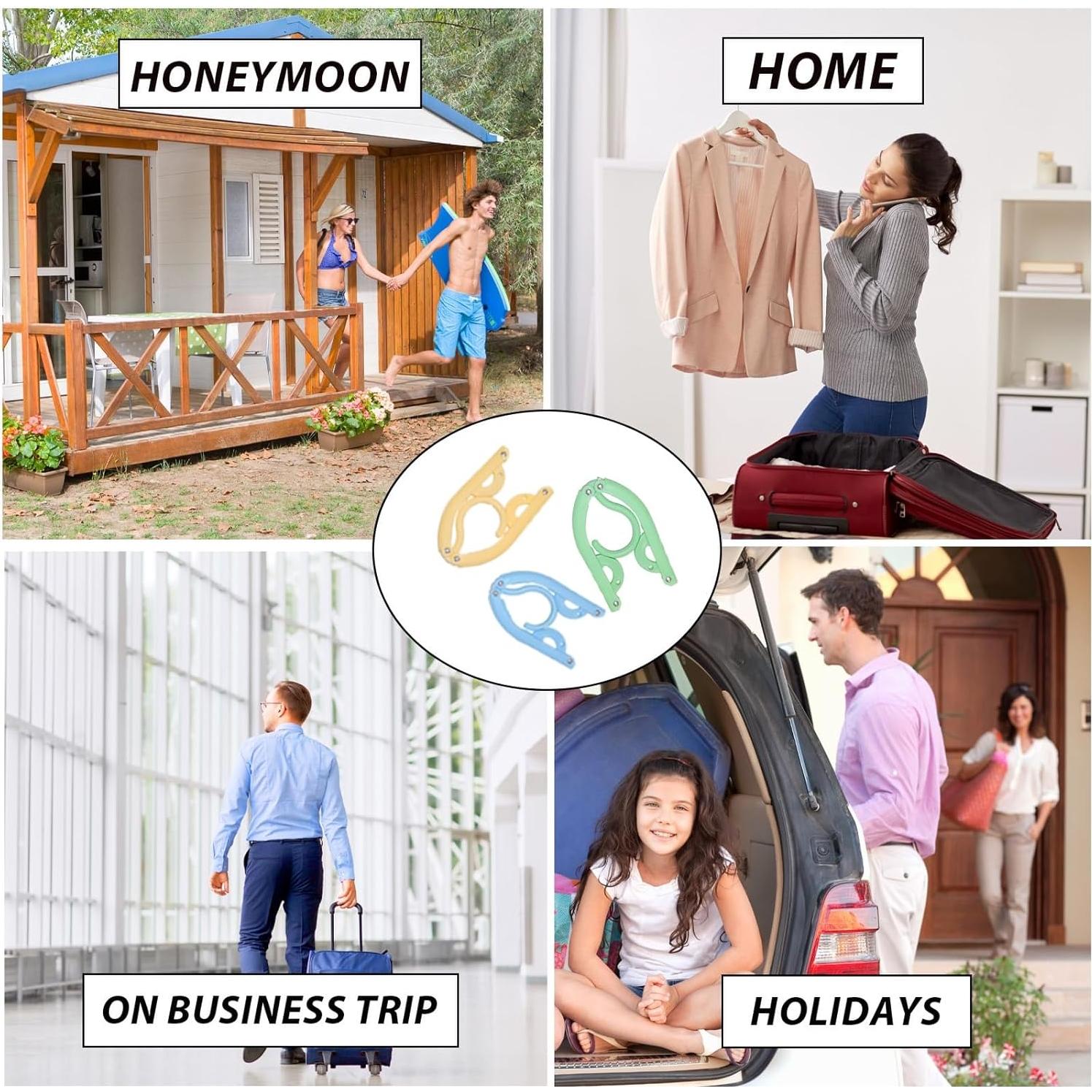 10 Perchas de Viaje Plegables ZSFUMYU Coloridas 46x16.5cm