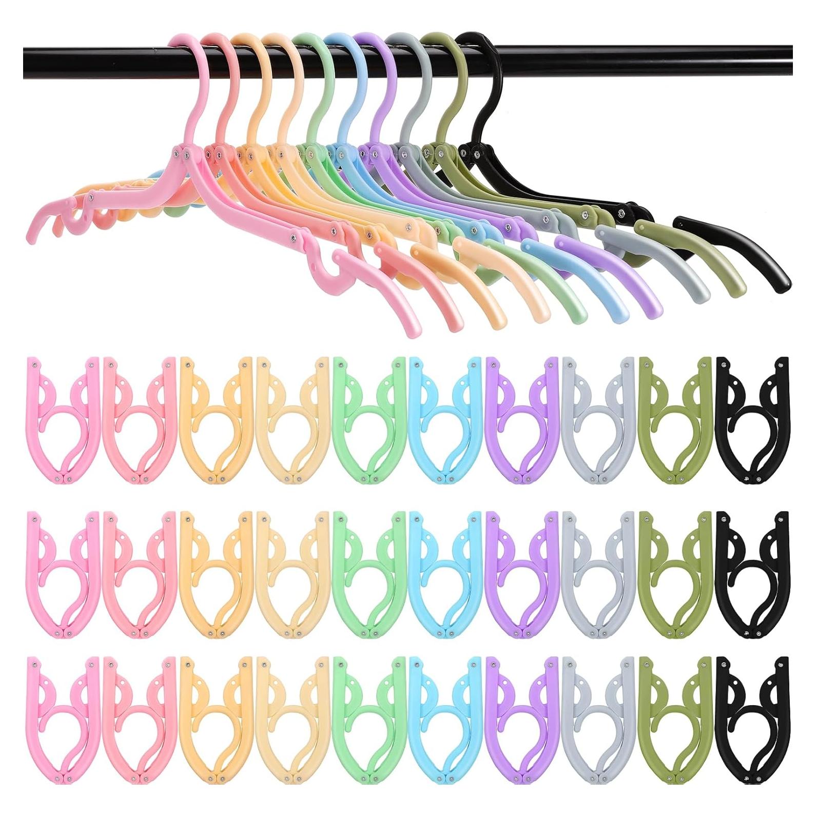 40 Perchas Plegables Dazarey para Viaje y Hogar Multicolor