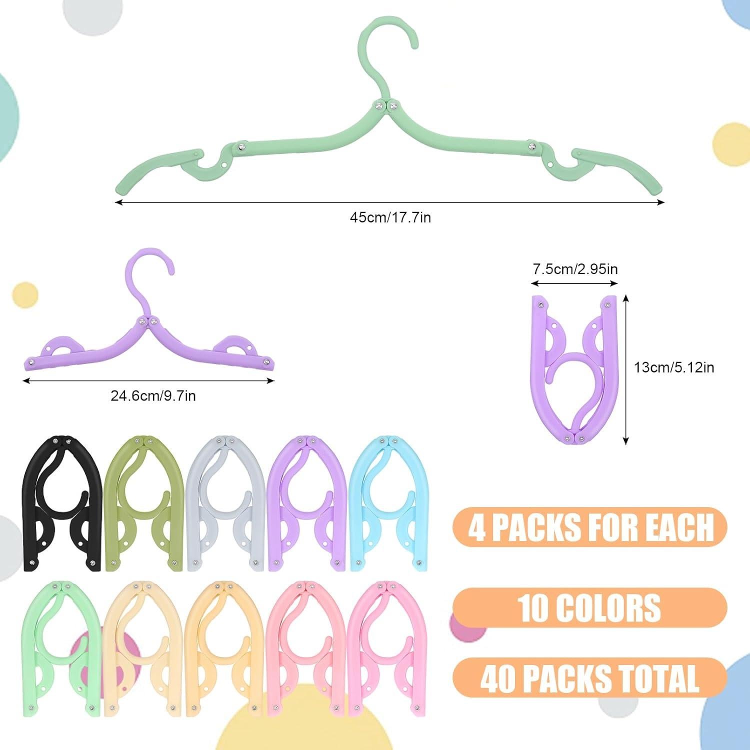 40 Perchas Plegables Dazarey para Viaje y Hogar Multicolor