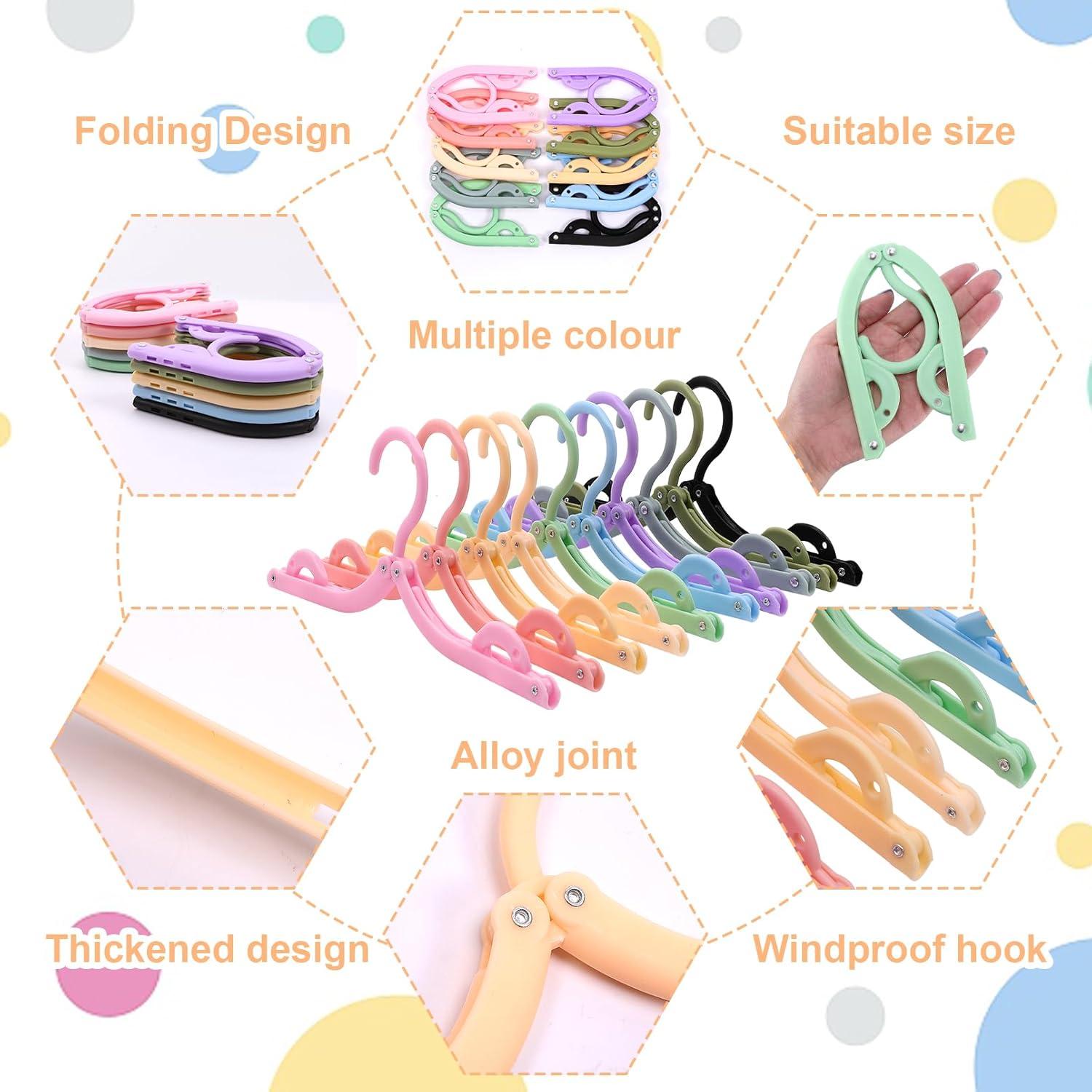 40 Perchas Plegables Dazarey para Viaje y Hogar Multicolor