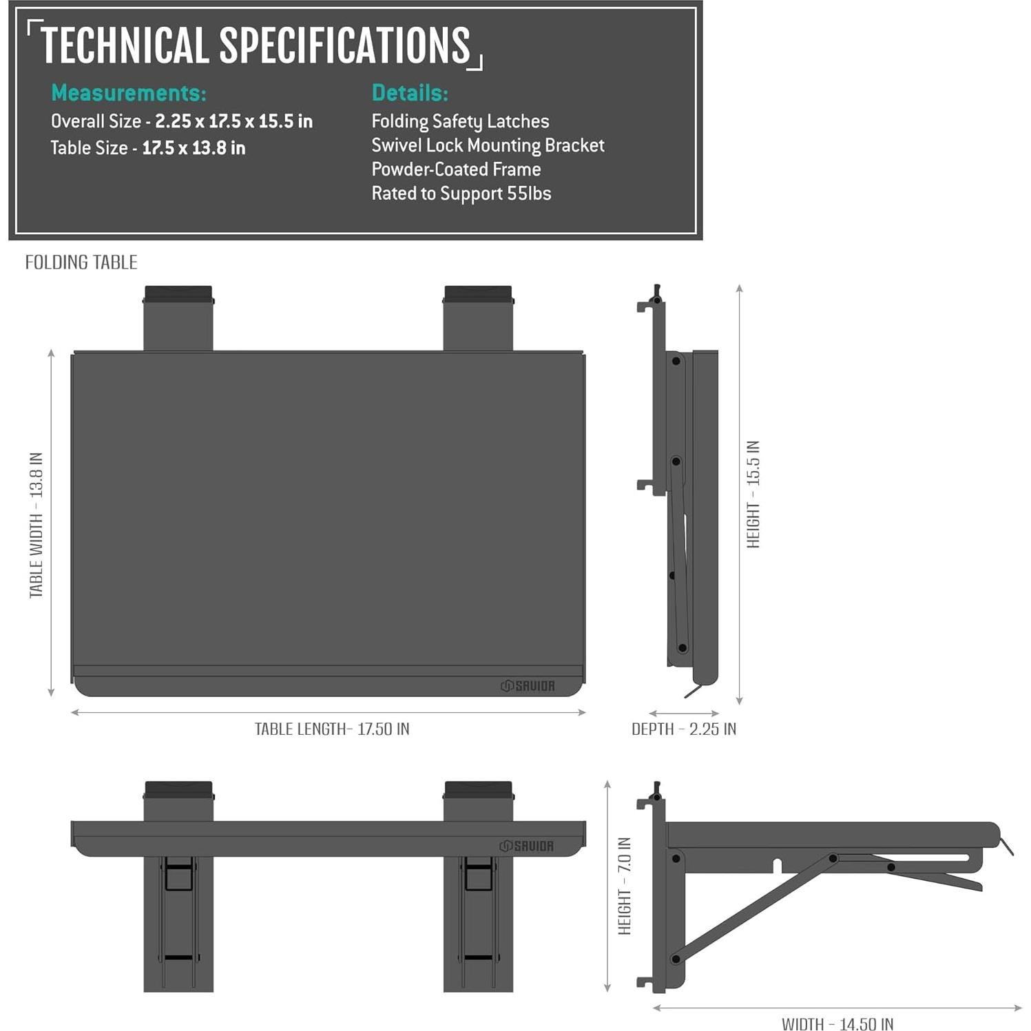 Estante de Pared Plegable Equipos Savior 43 cm Gris Soporte