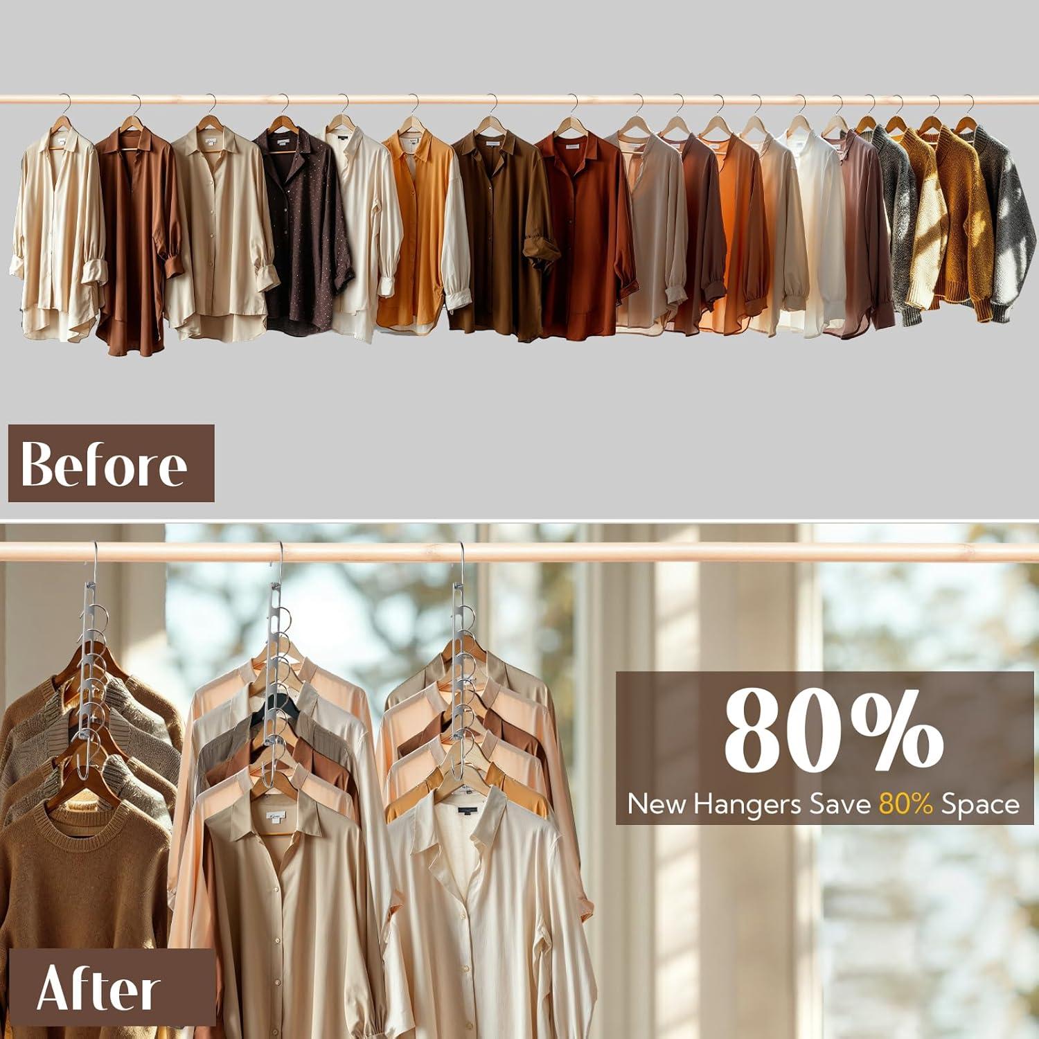 Paquete de 24 Perchas Plegables VZZNN Plateadas 25.9x7.6cm