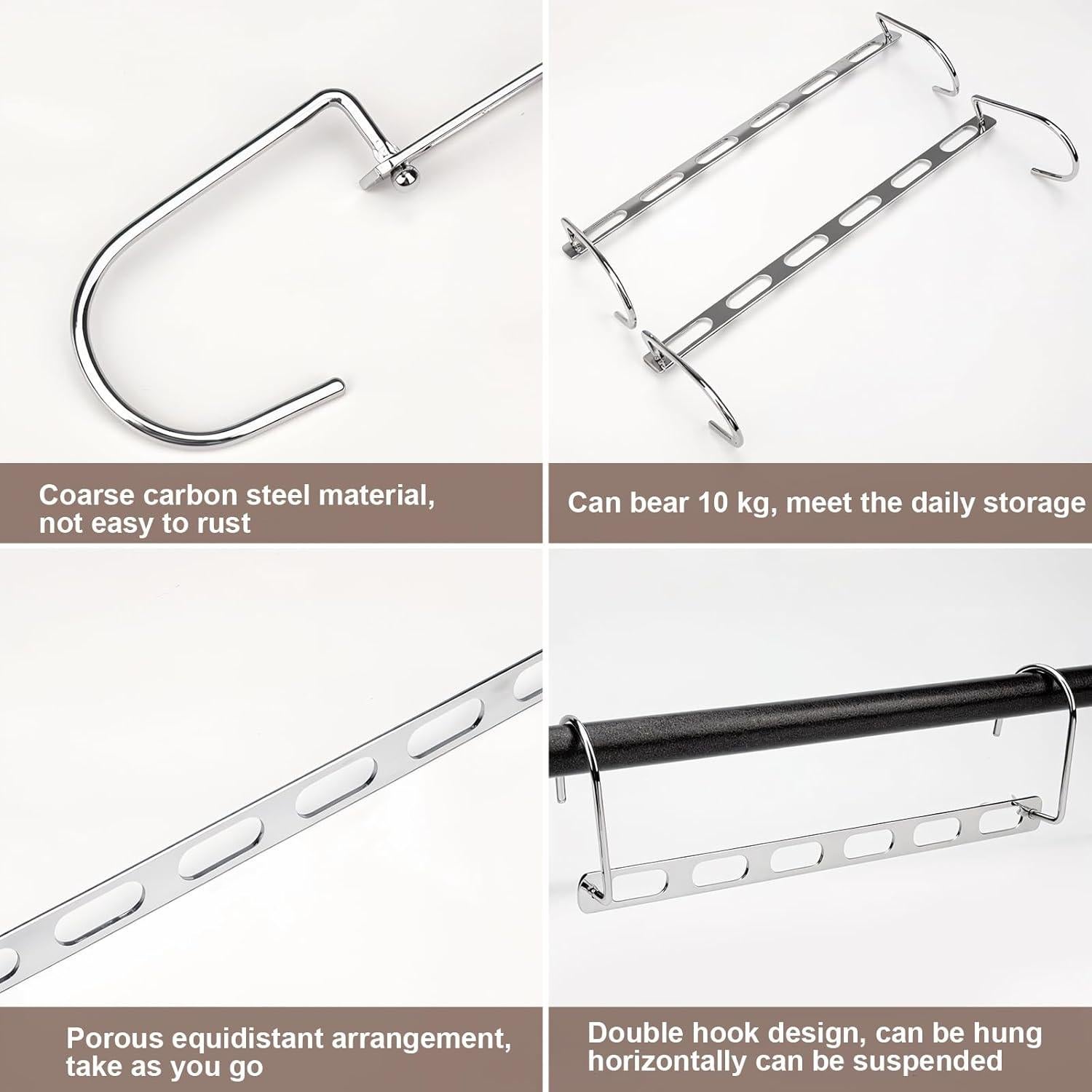 Paquete de 24 Perchas Plegables VZZNN Plateadas 25.9x7.6cm