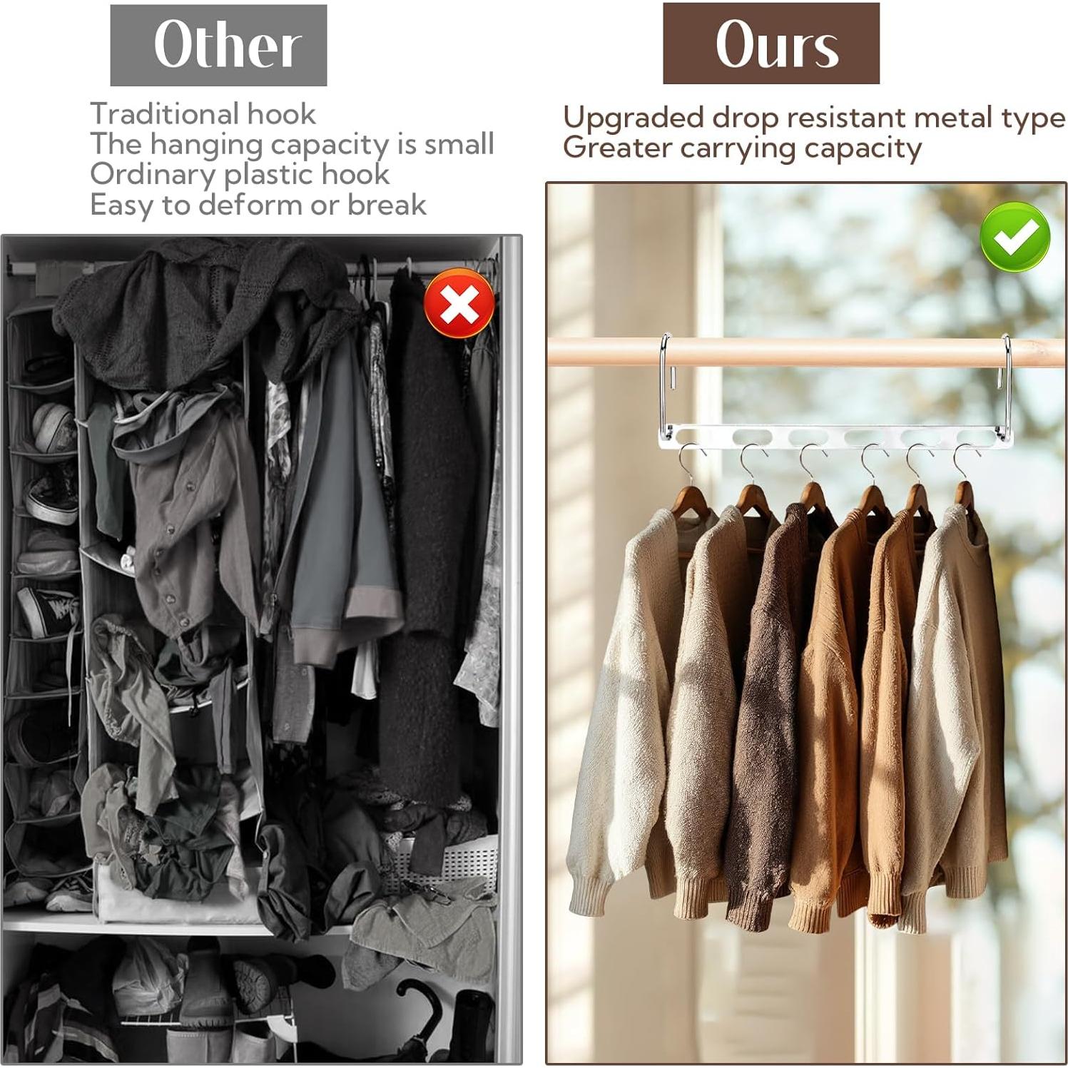 Paquete de 24 Perchas Plegables VZZNN Plateadas 25.9x7.6cm