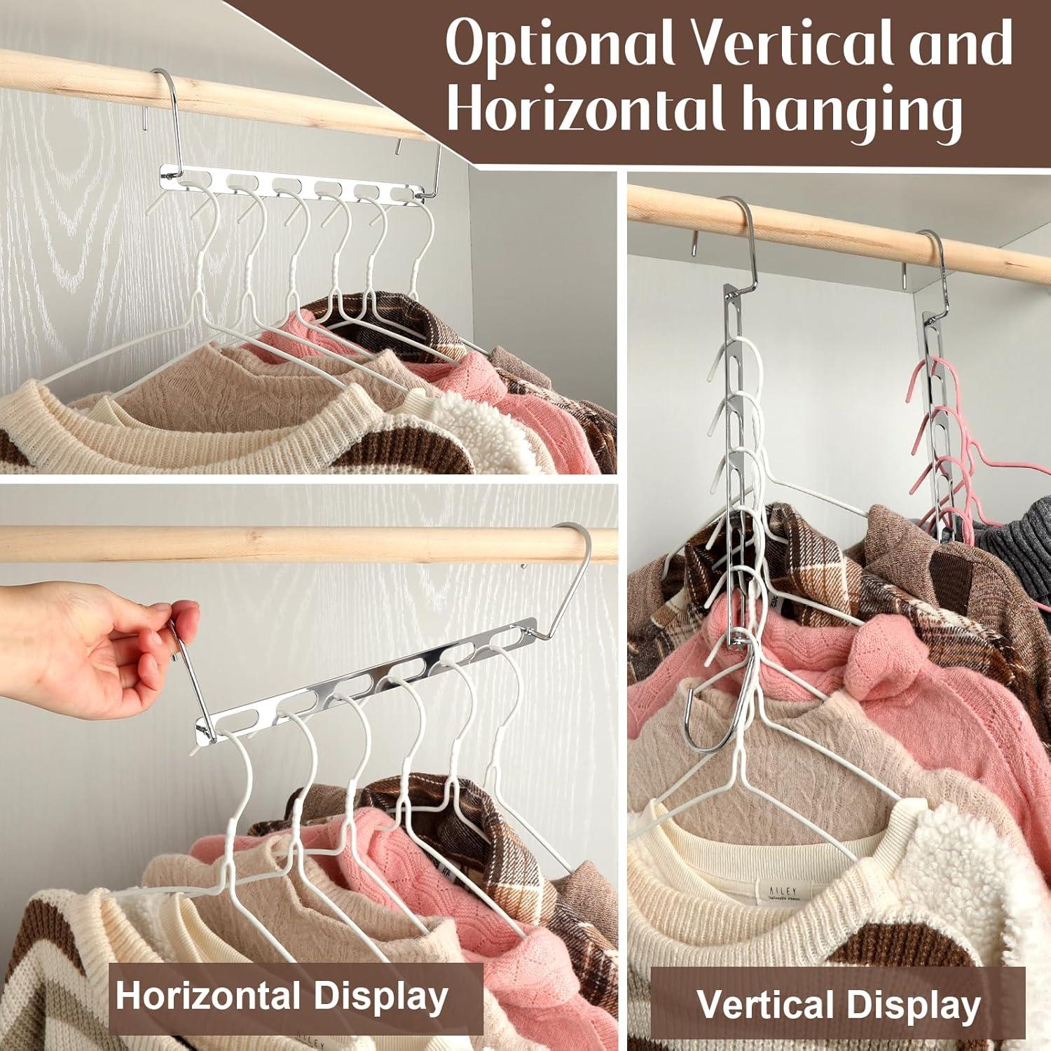 Paquete de 24 Perchas Plegables VZZNN Plateadas 25.9x7.6cm