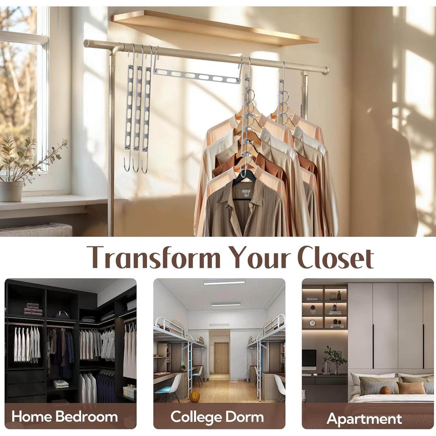 Paquete de 24 Perchas Plegables VZZNN Plateadas 25.9x7.6cm