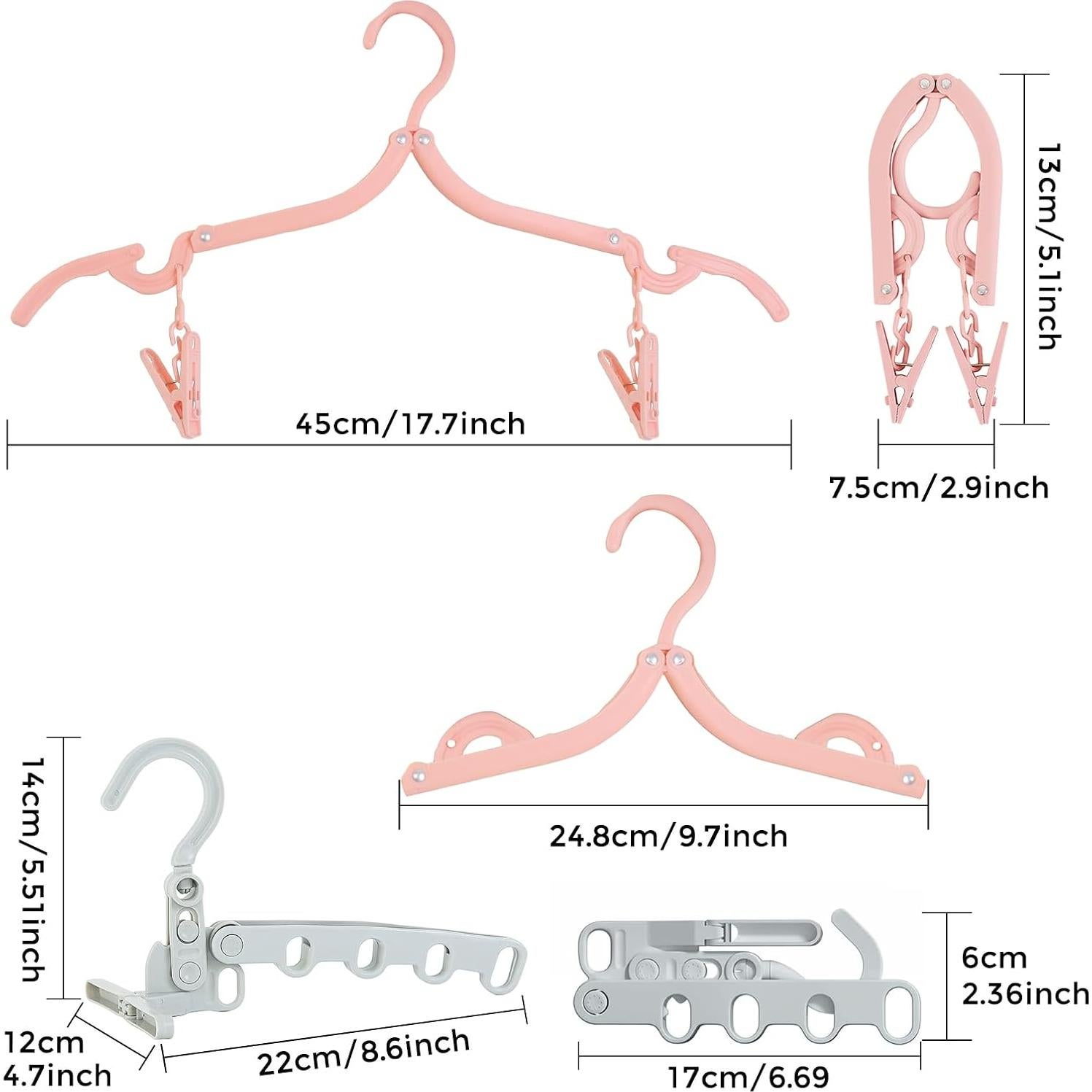Juego de 25 Perchas Plegables Yuxitia para Viaje - Ahorra Espacio