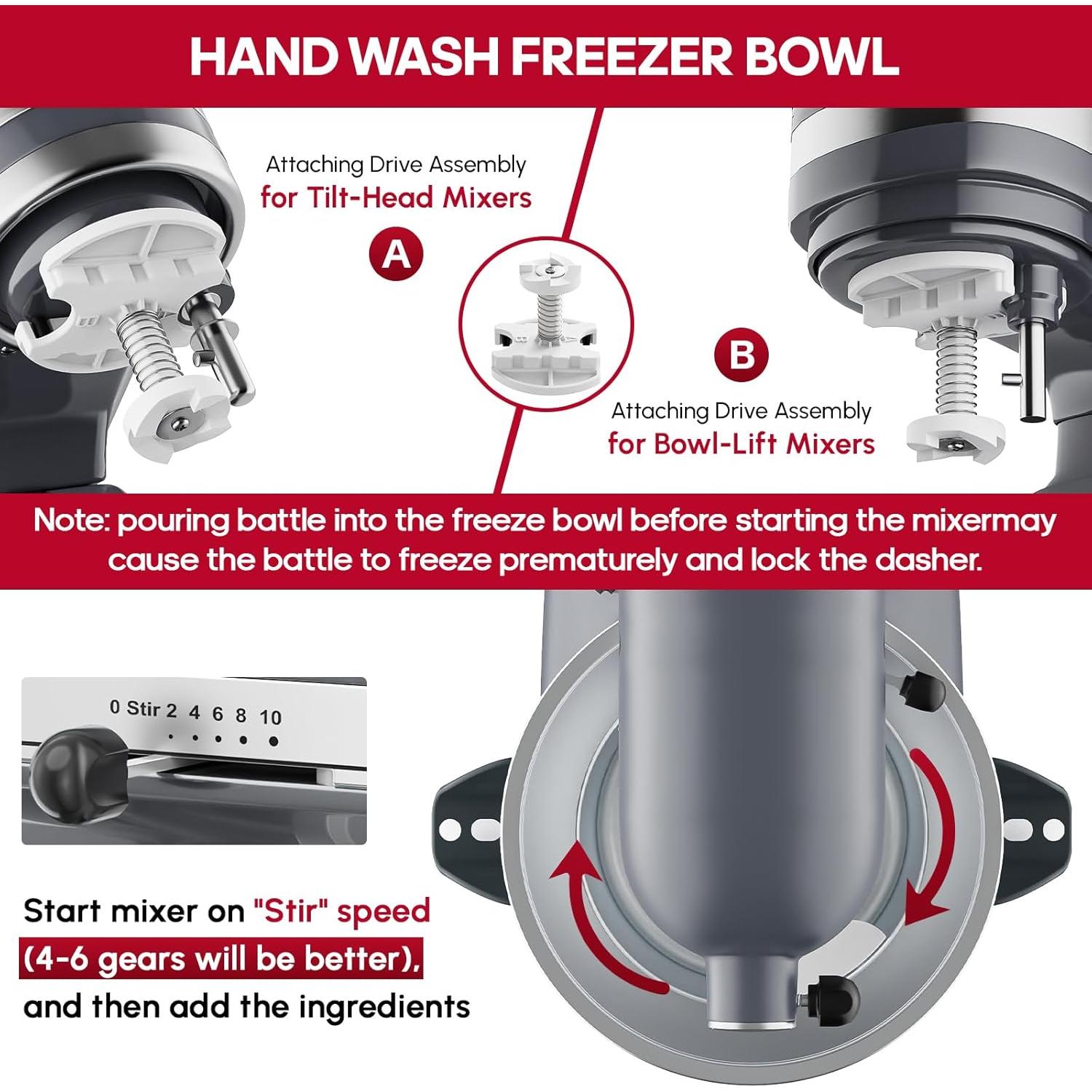 Accesorio Hacedor de Helados InnoMoon para Batidora KitchenAid 1.89L