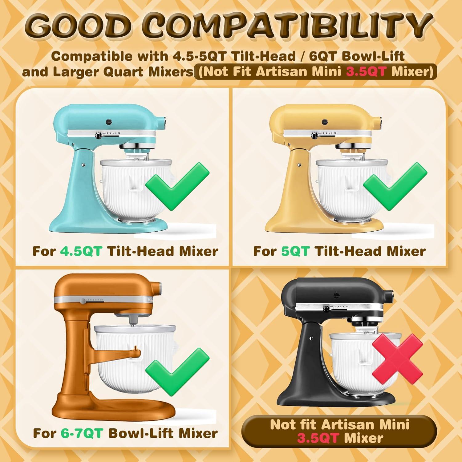 Accesorio para Hacer Helados FOKIEE para Batidoras KitchenAid 2L